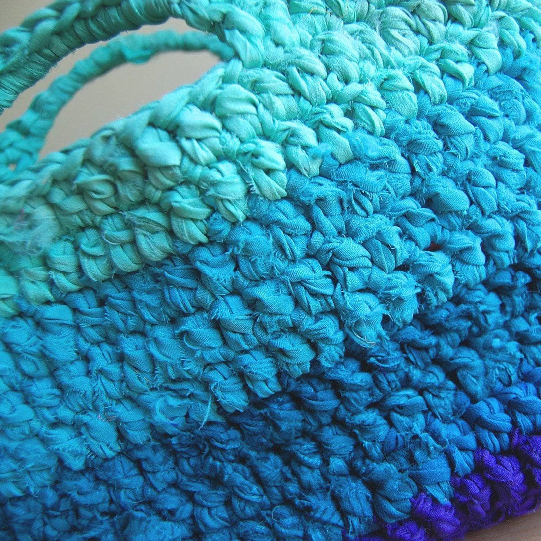Bohemian Handmade Market Tote Bag in Multicolor Blue