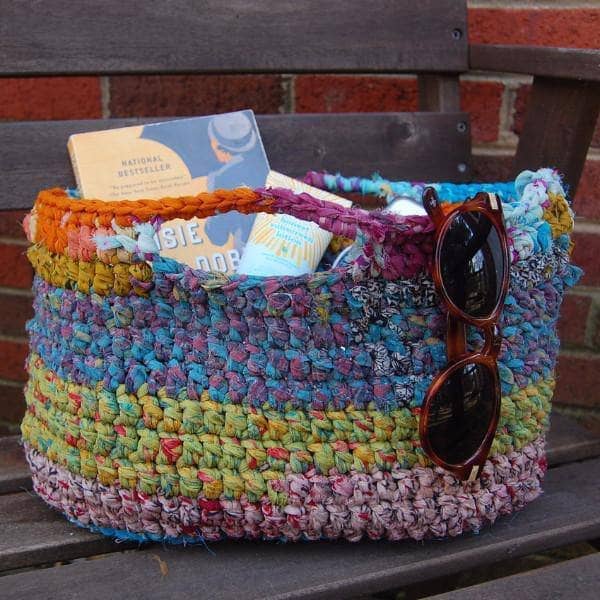 Bohemian Handmade Market Tote Bag in Multicolor Blue