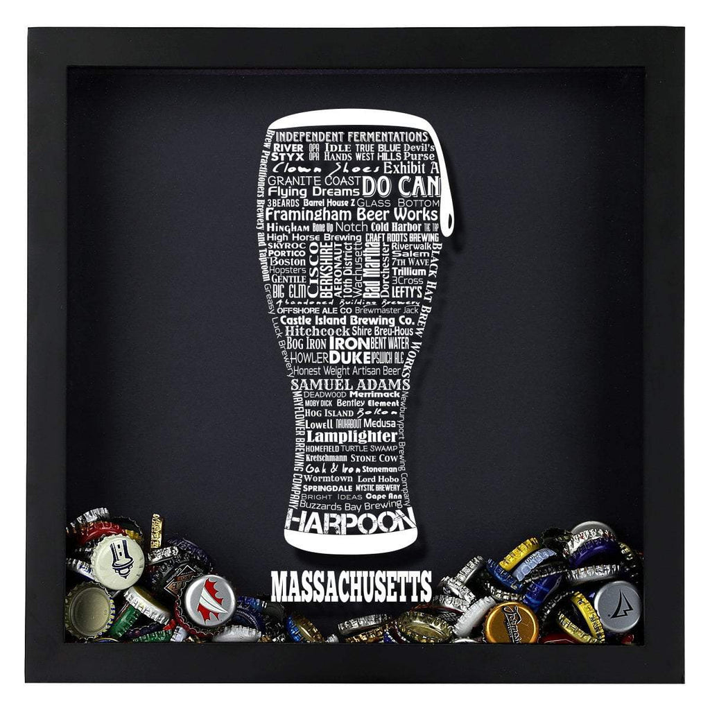 Massachusetts Beer Typography Shadow Box