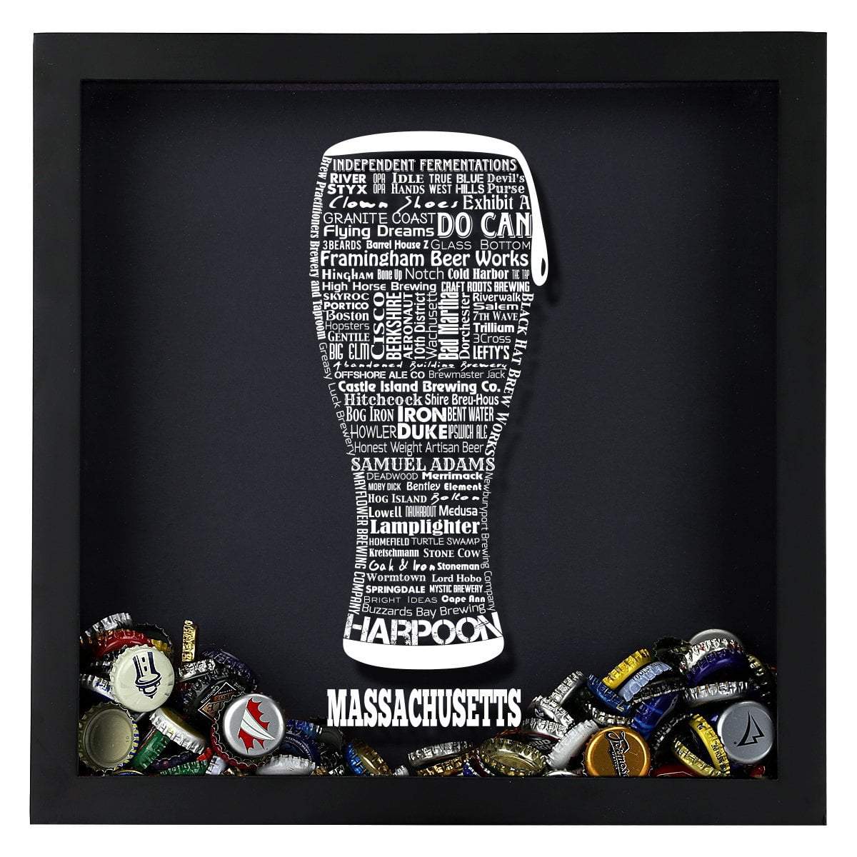 Massachusetts Beer Typography Shadow Box