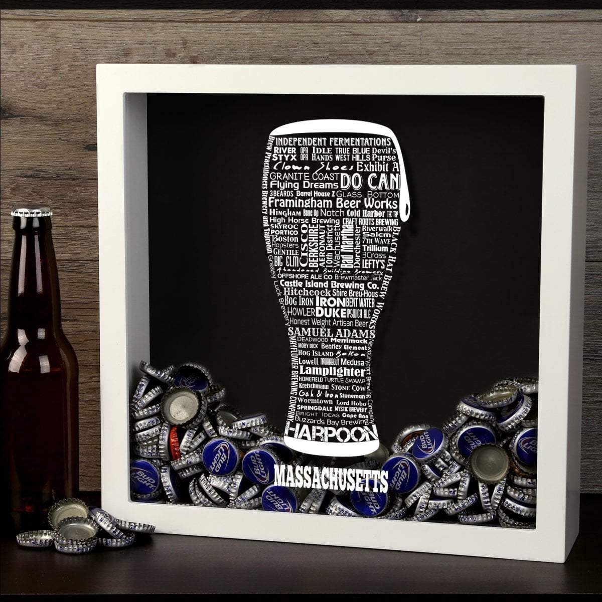 Massachusetts Beer Typography Shadow Box