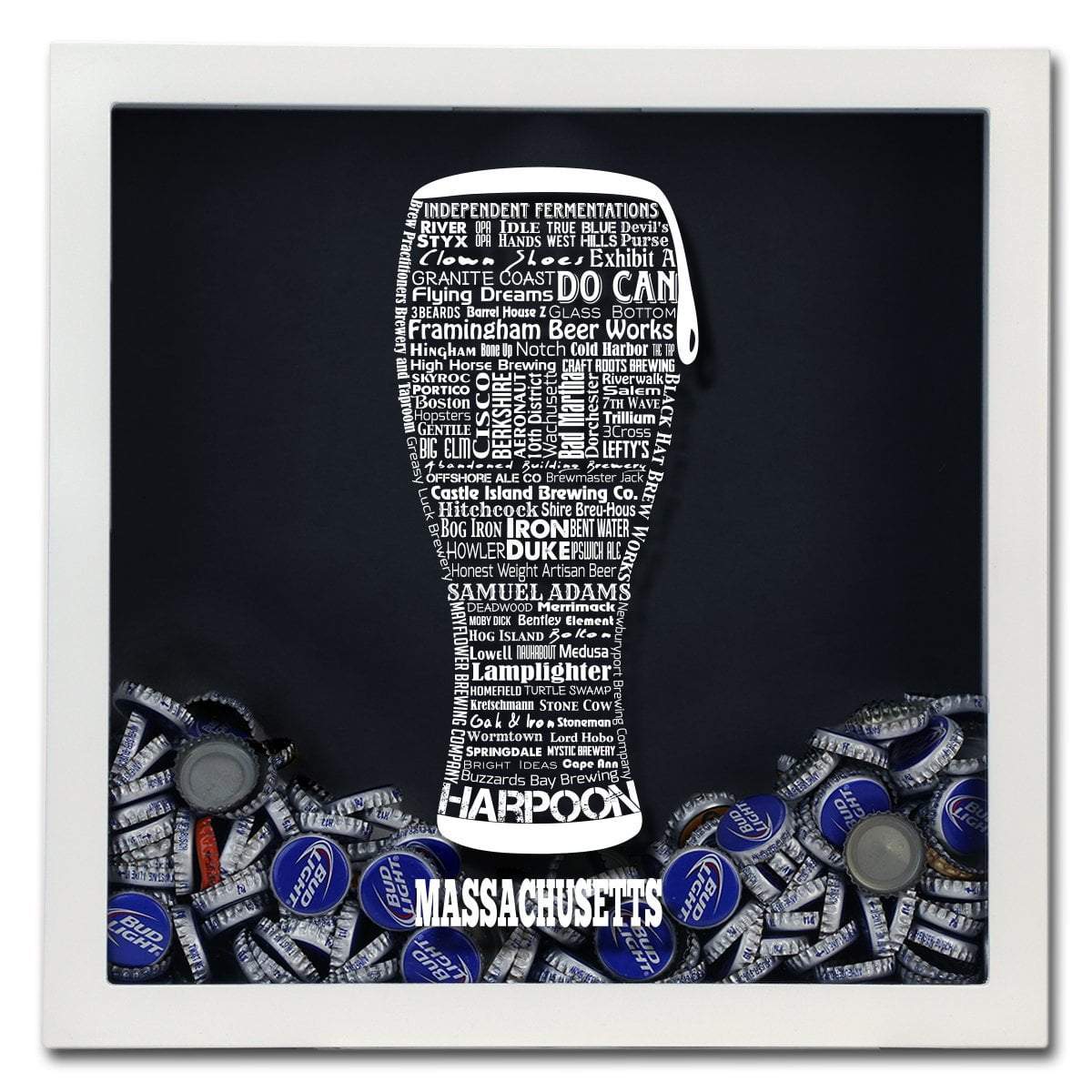 Massachusetts Beer Typography Shadow Box