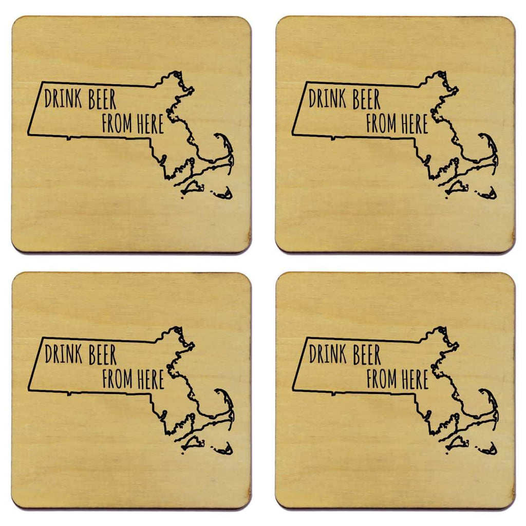 Massachusetts Drink Beer From Here Coasters