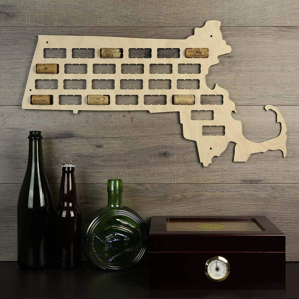 Massachusetts Wine Cork Map
