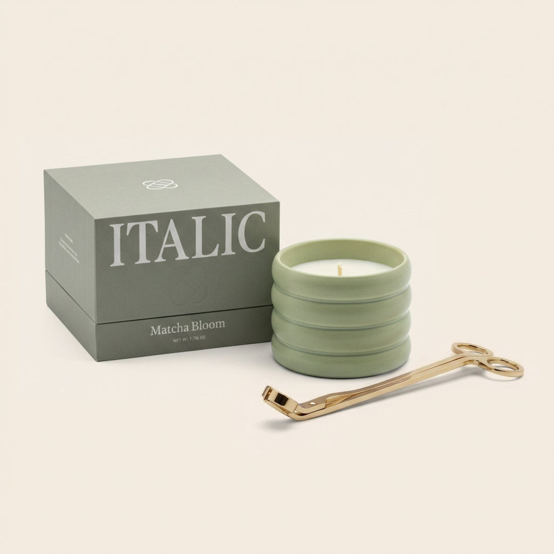 Ceramic Candle and Gold Wick Trimmer Set for Home Fragrance - Image 3