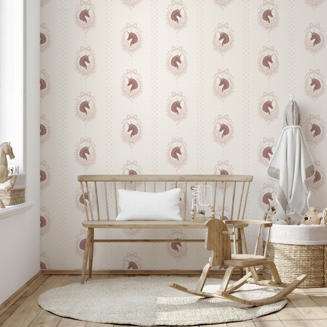 Bluette Whimsical Removable Wallpaper in Blush-Pink & Taupe