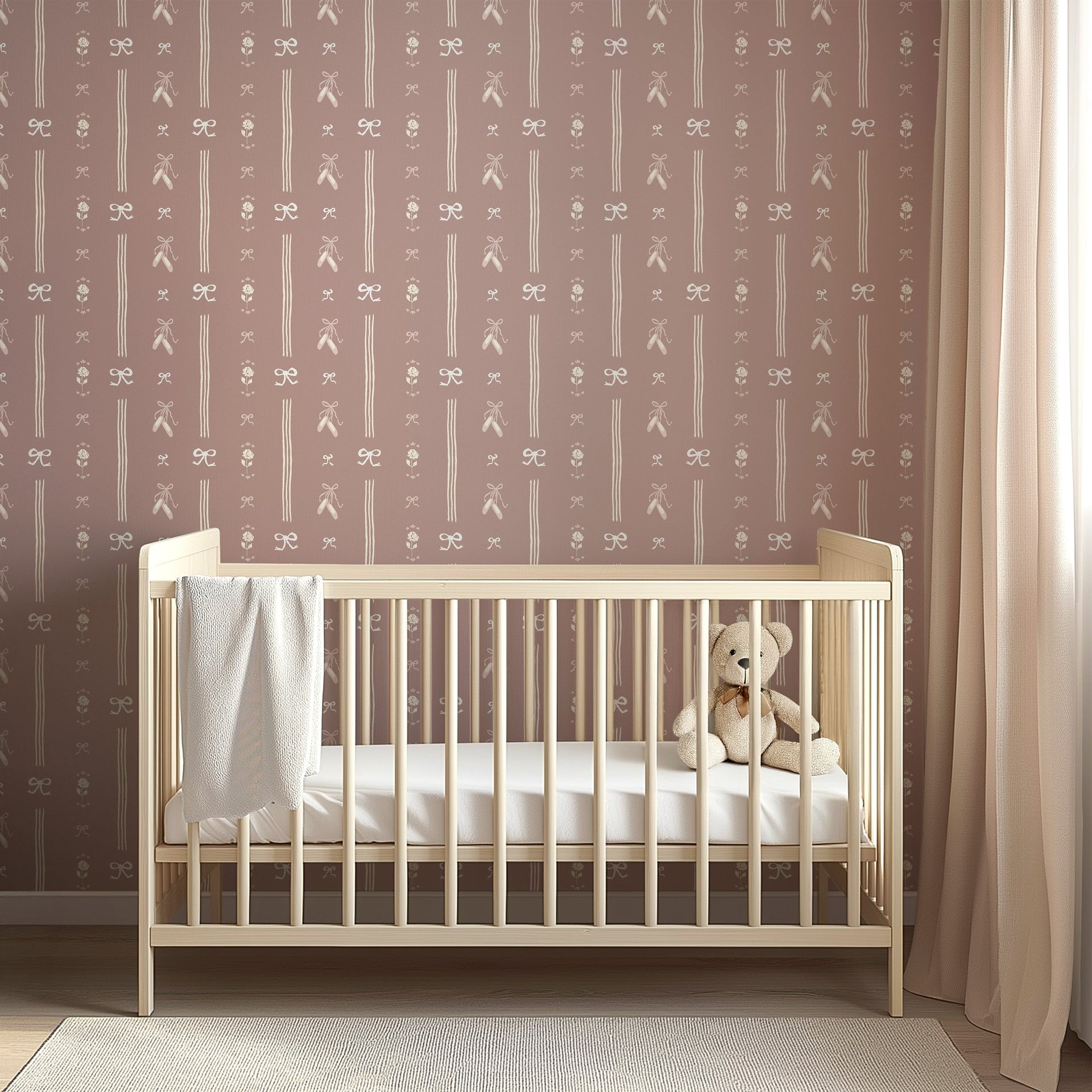 Anna Removable Wallpaper - Cream and Pale-Pink Romantic Nursery