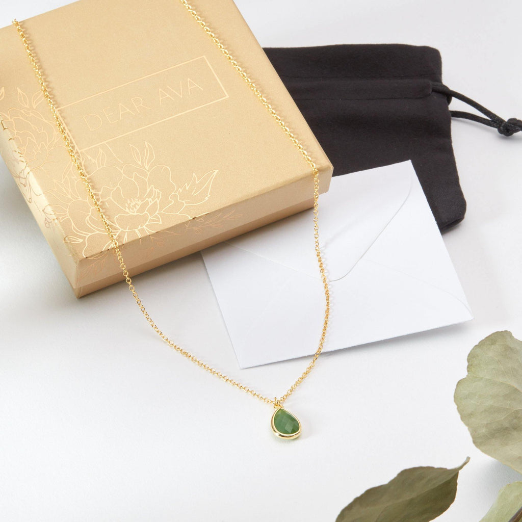 May Birthstone - Emerald Crystal Charm Necklace
