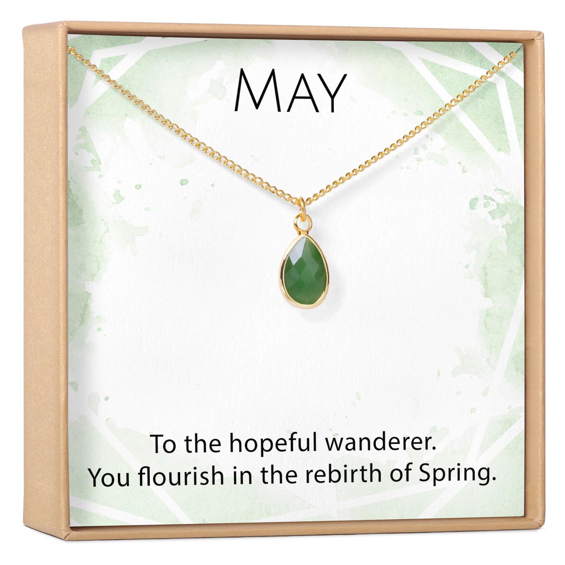 May Birthstone - Emerald Crystal Charm Necklace