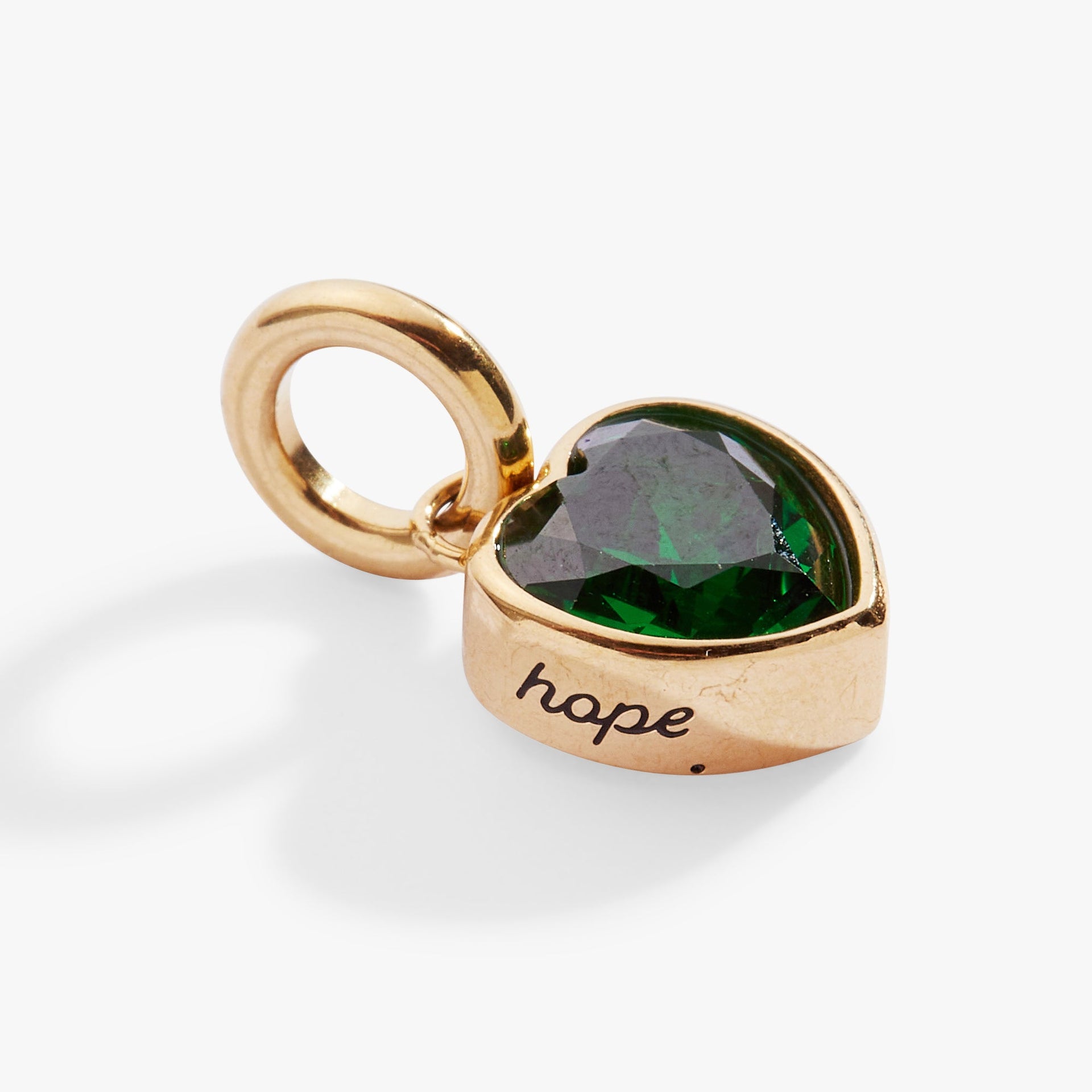 May Hope Heart Birthstone Charm - Emerald Crystal Jewelry