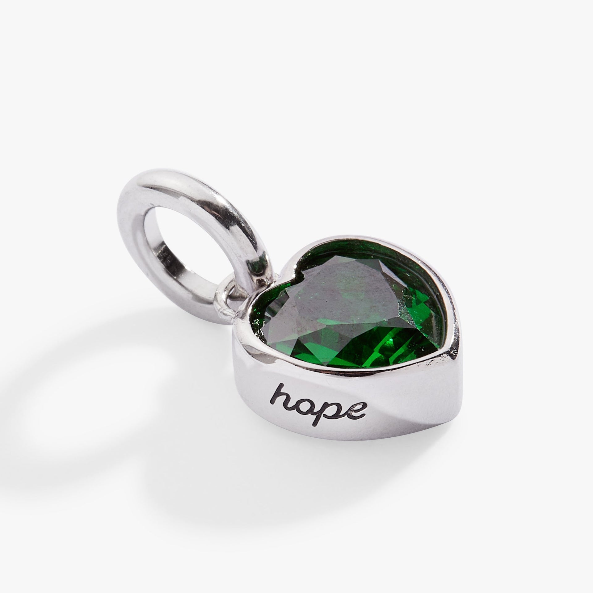 May Hope Heart Birthstone Charm - Emerald Crystal Jewelry