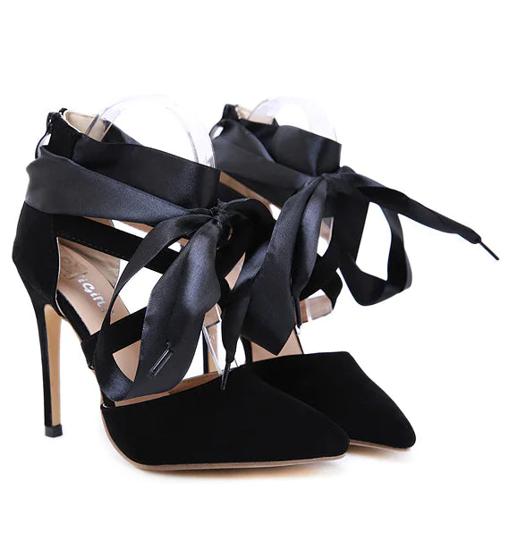 Comfortable Ribbon Sexy Pointed Toe Heeled Sandals