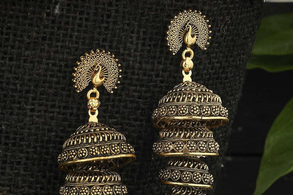Peacock Design Golden Colour Earrings for Women