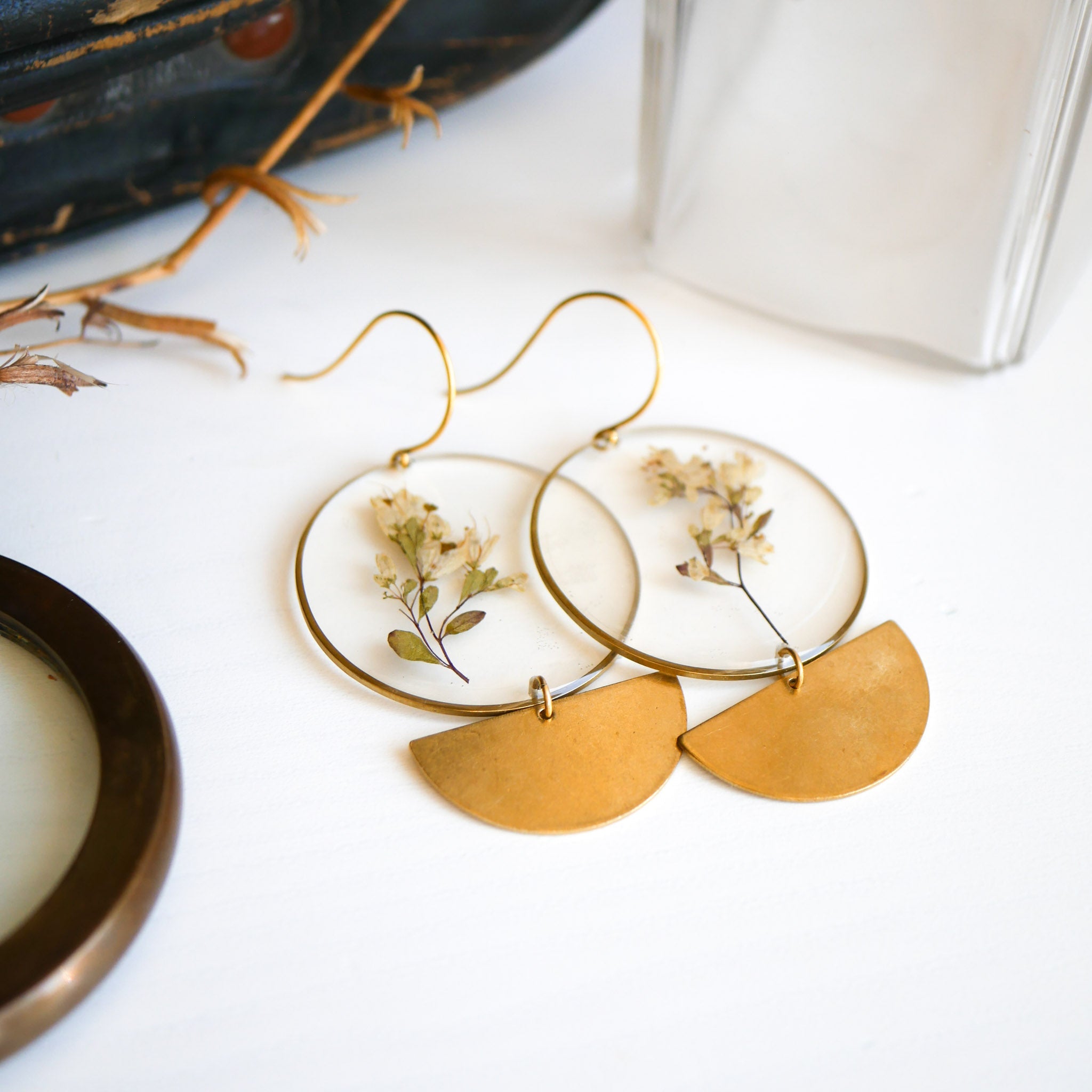 Meadow Phase Gold Botanical Statement Earrings