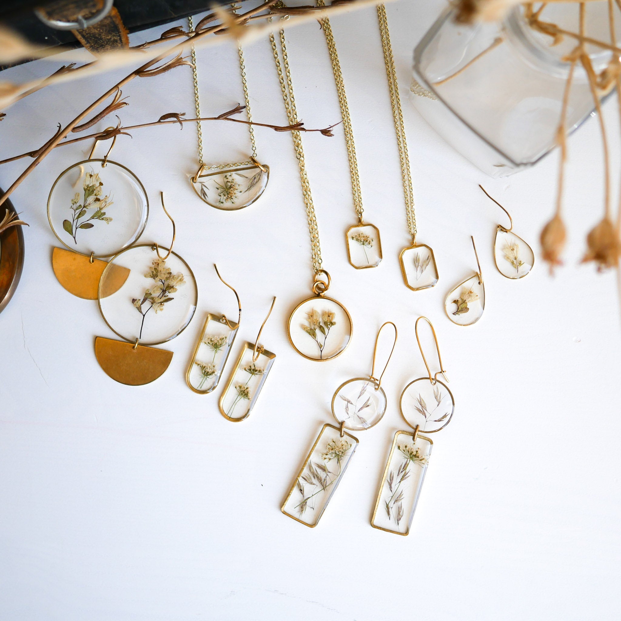 Meadow Collection Sampler Set Gold Botanical Necklaces