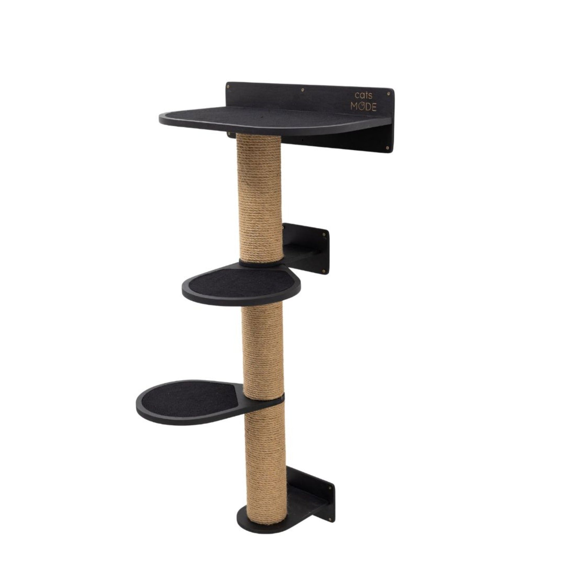 Medium Cat Tree in Black – Modern Sisal Scratching Post & Lounge