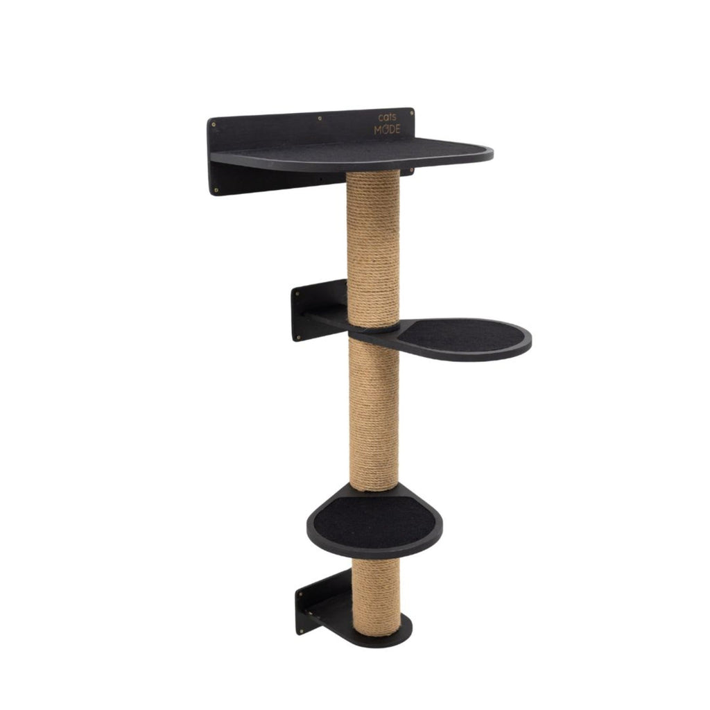 Medium Cat Tree in Black – Modern Sisal Scratching Post & Lounge