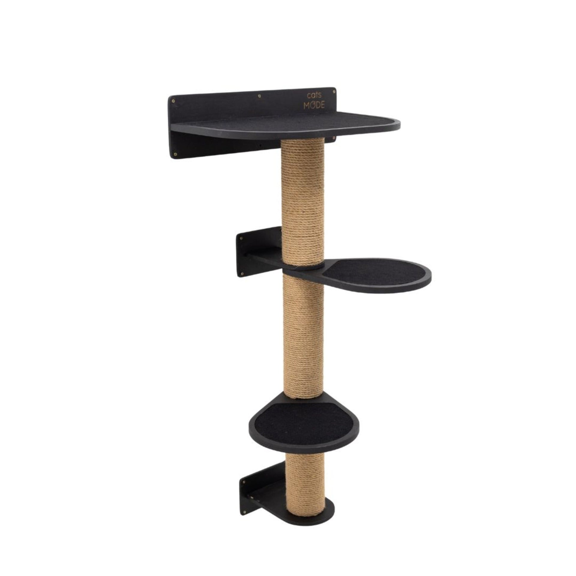 Medium Cat Tree in Black – Modern Sisal Scratching Post & Lounge