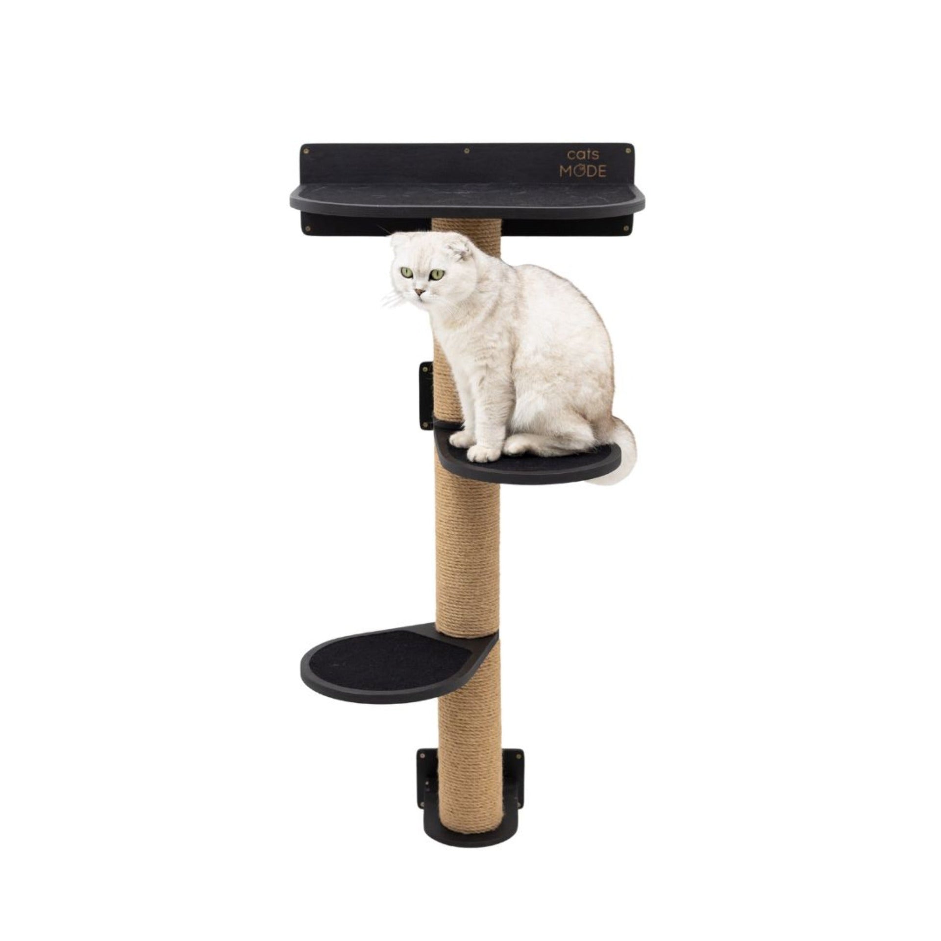 Medium Cat Tree in Black – Modern Sisal Scratching Post & Lounge