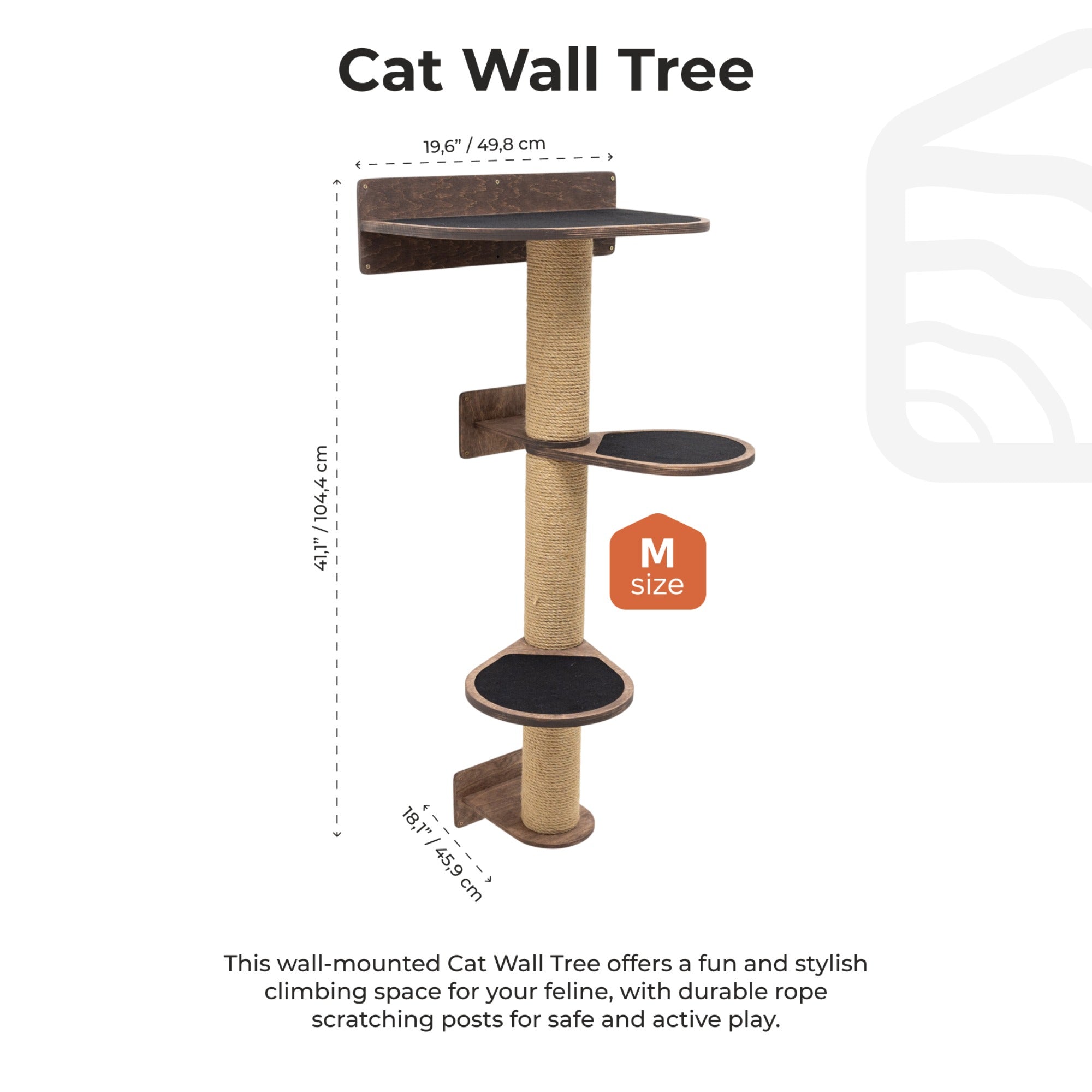 Medium Cat Tree in Dark Walnut – Premium Multi-Level Cat Tower