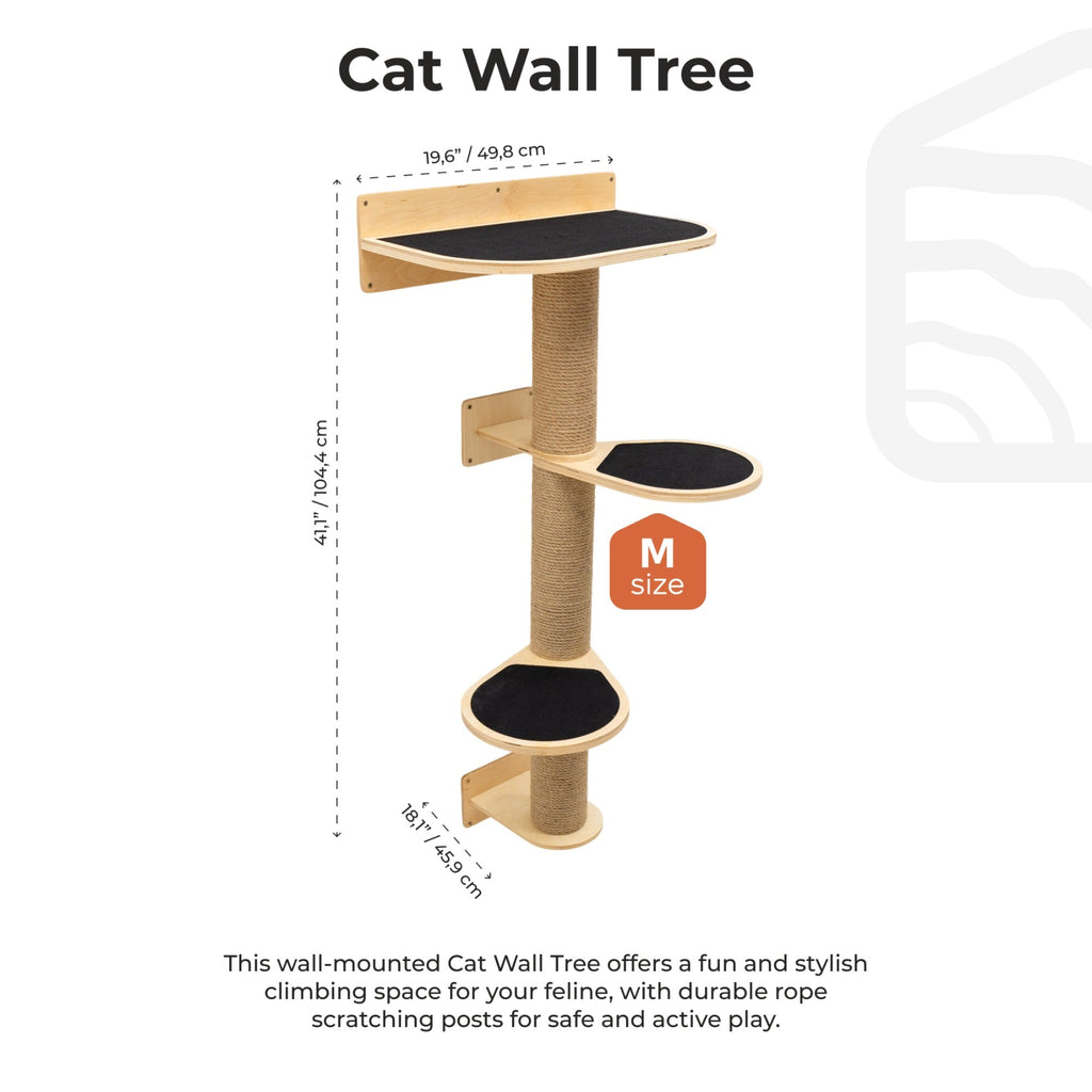 Medium Cat Tree – Light Wall-Mounted Plywood Scratching Tower