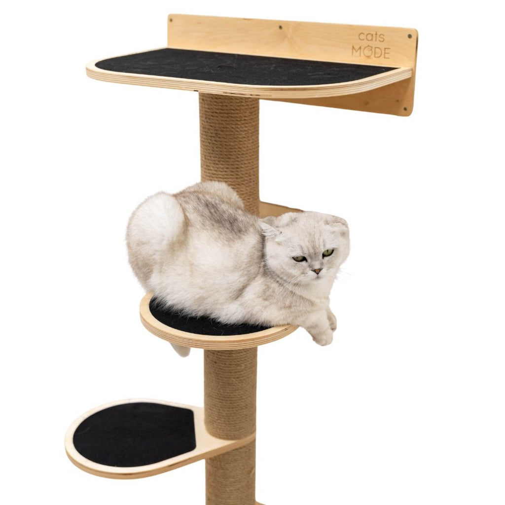 Medium Cat Tree – Light Wall-Mounted Plywood Scratching Tower