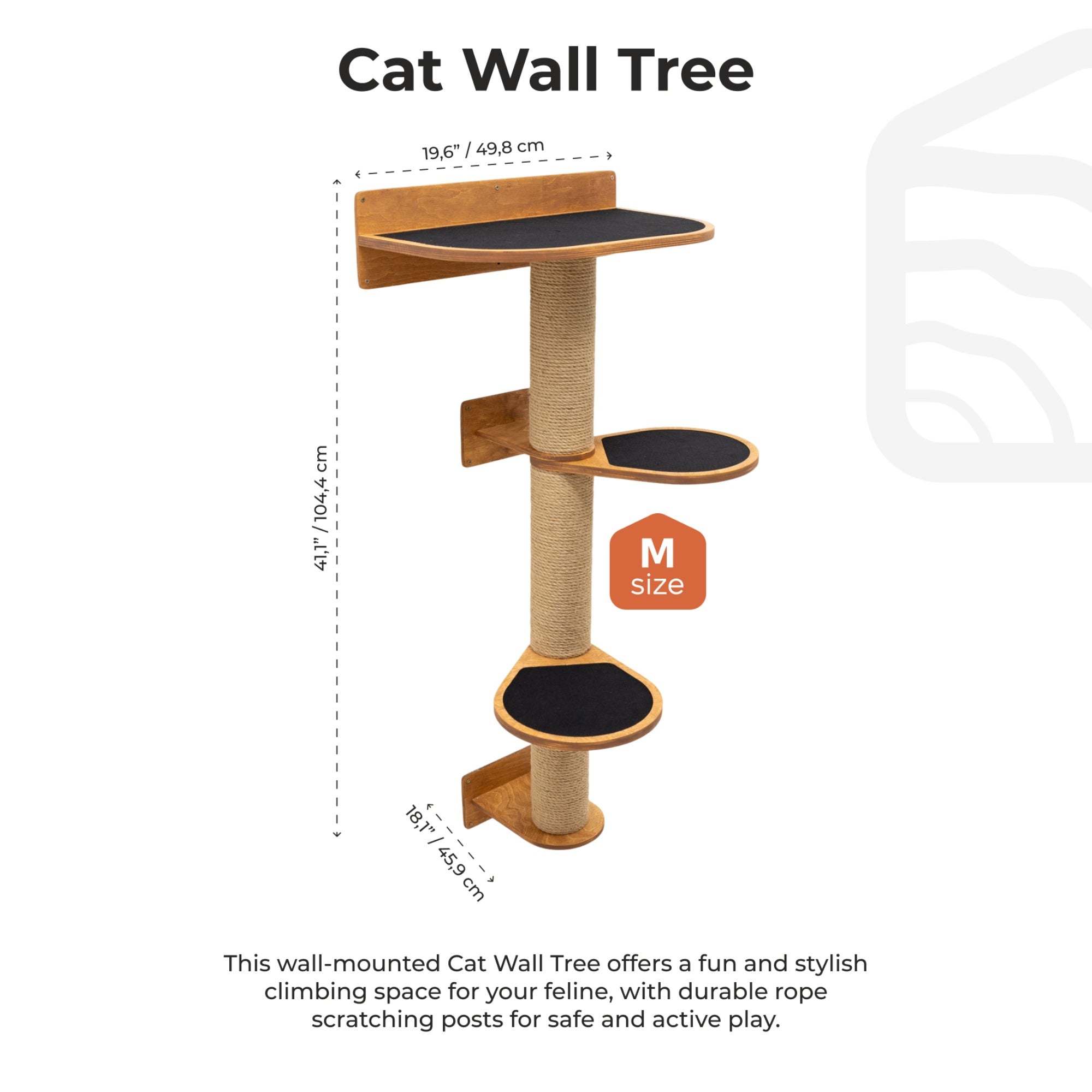 Medium Cat Tree in Oak – Minimalist Wall-Mounted Modern Design