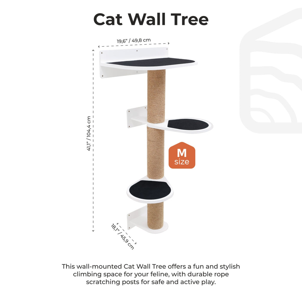 Medium White Cat Tree - Durable Climbing Tower for Indoor Cats