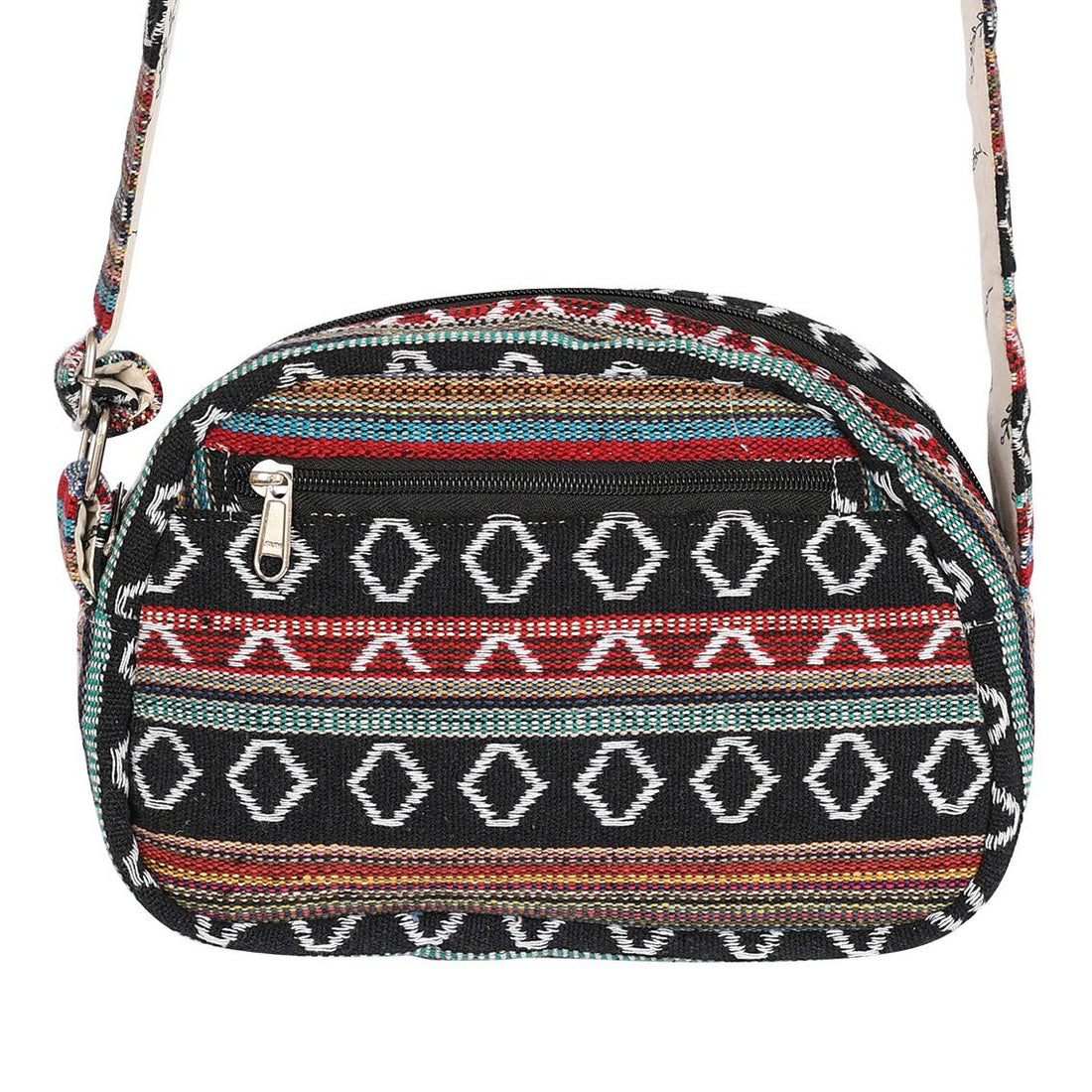 Woven Pattern Medium Crossbody Shoulder Bag with Zipper Pocket - Image 2