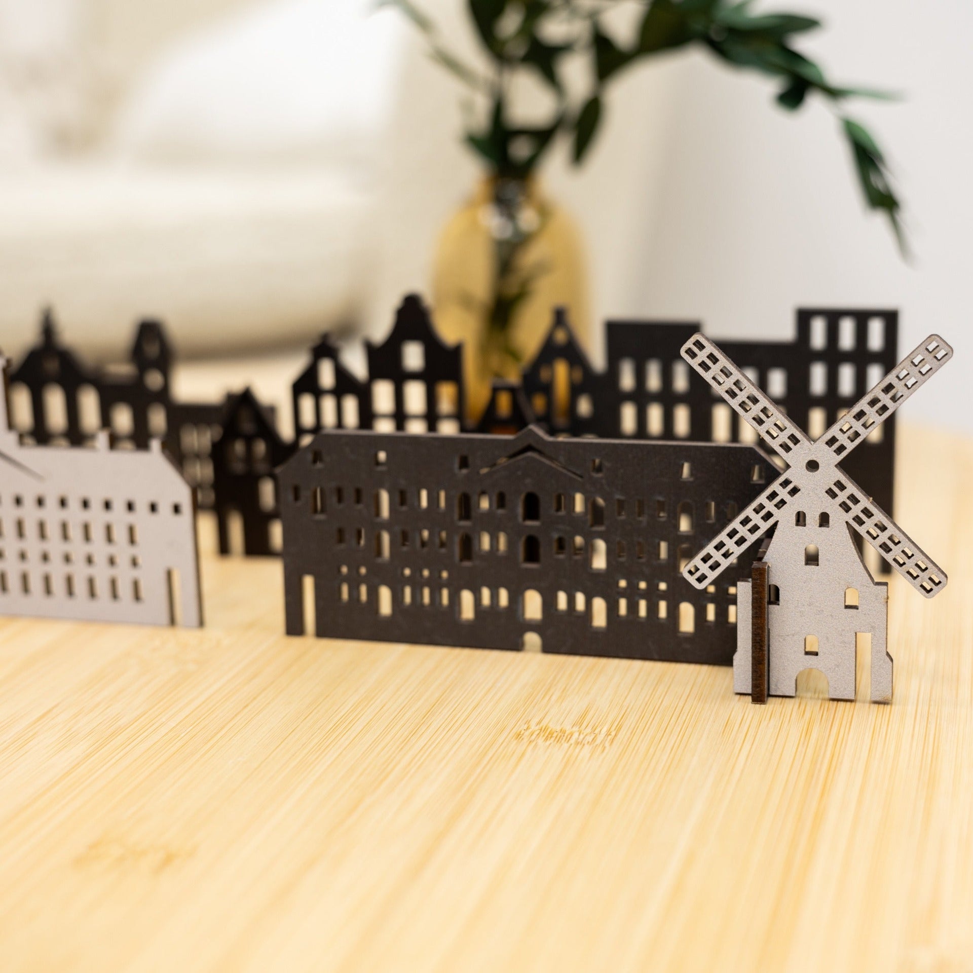 Amsterdam Wooden 3D City Skyline Decor - Minimalist Home Sculpture