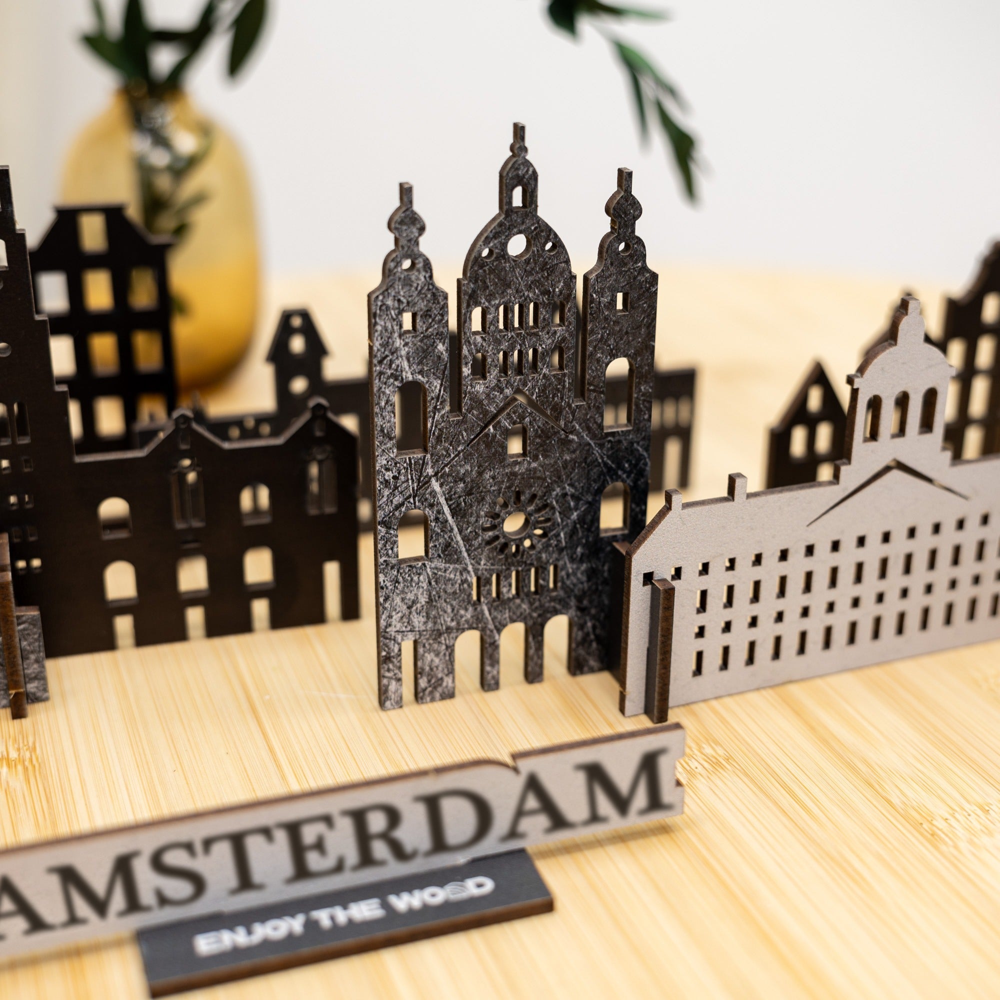 Amsterdam Wooden 3D City Skyline Decor - Minimalist Home Sculpture