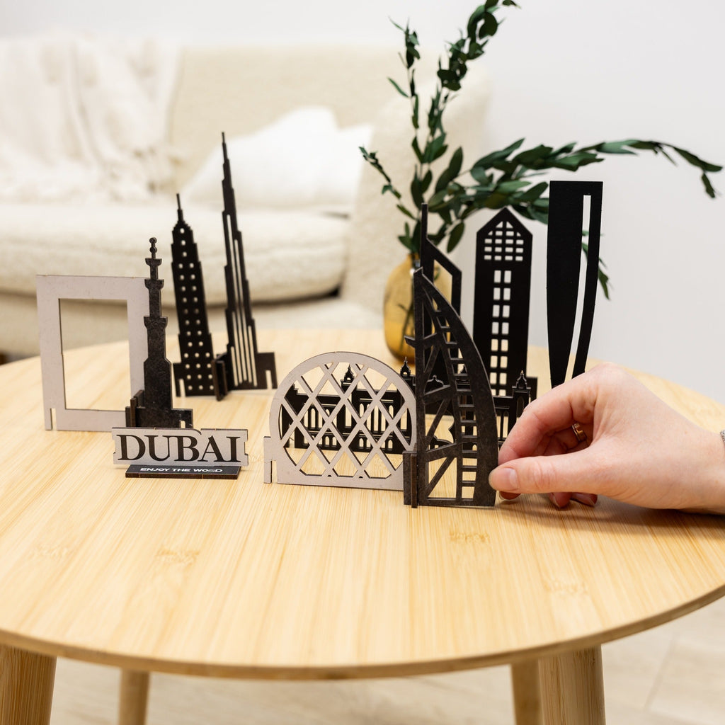 Dubai Skyline 3D Wooden Model Kit - Travel Memory Decor
