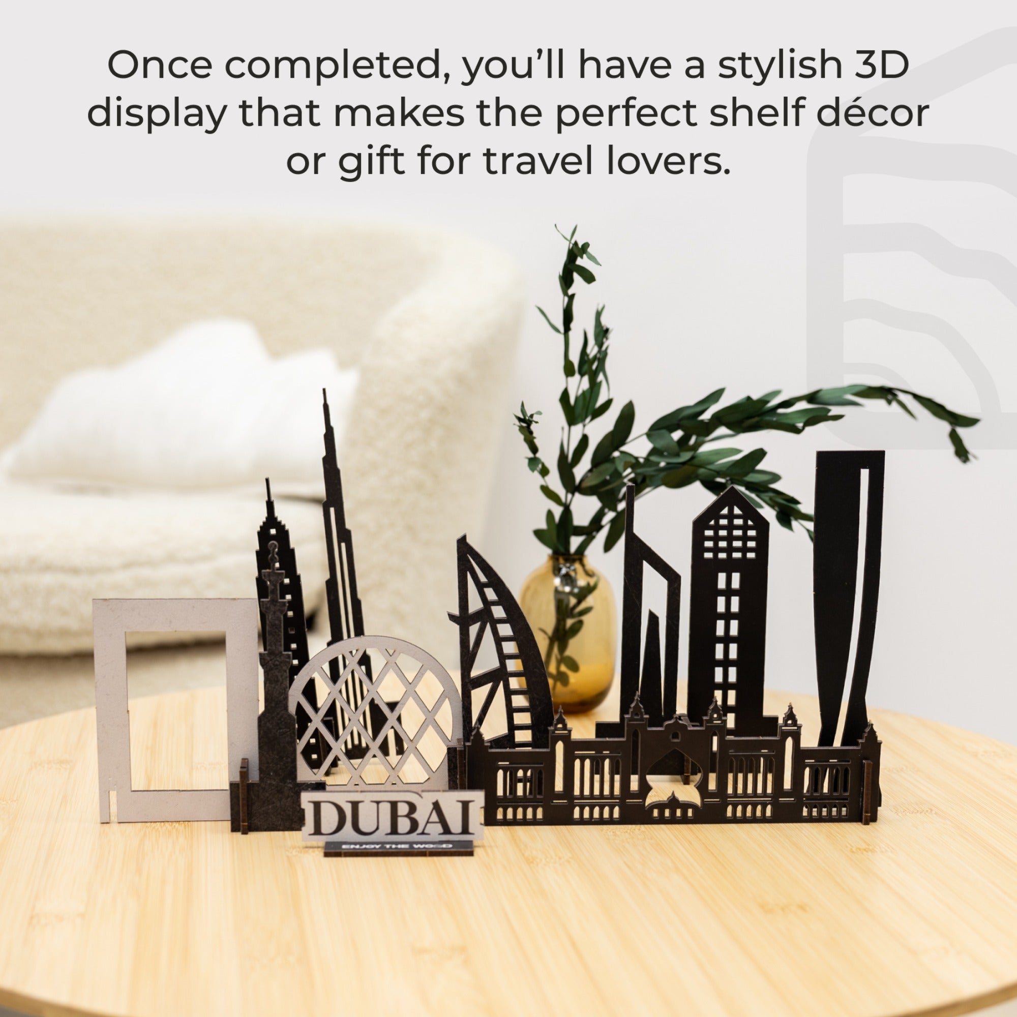 Dubai Skyline 3D Wooden Model Kit - Travel Memory Decor