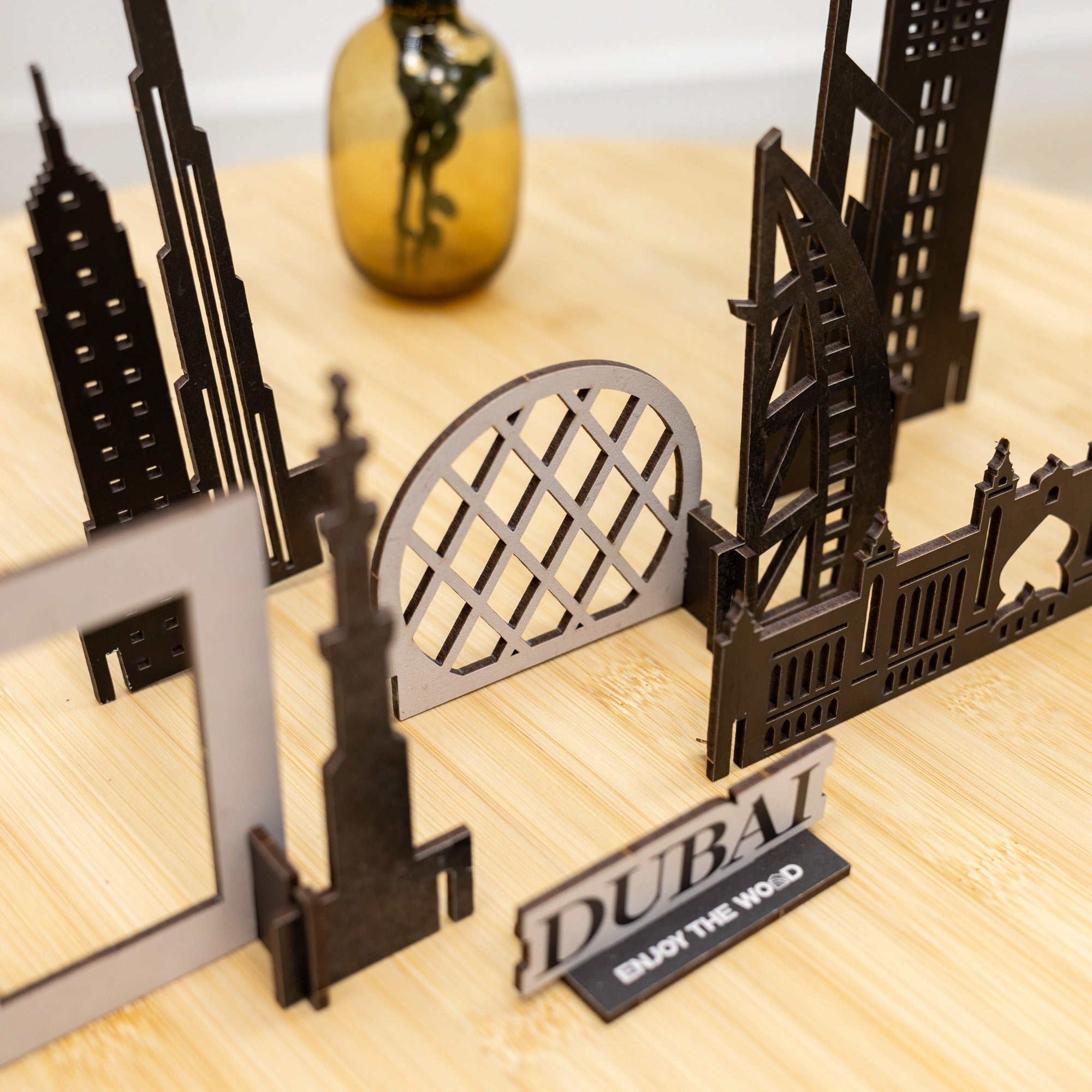 Dubai Skyline 3D Wooden Model Kit - Travel Memory Decor