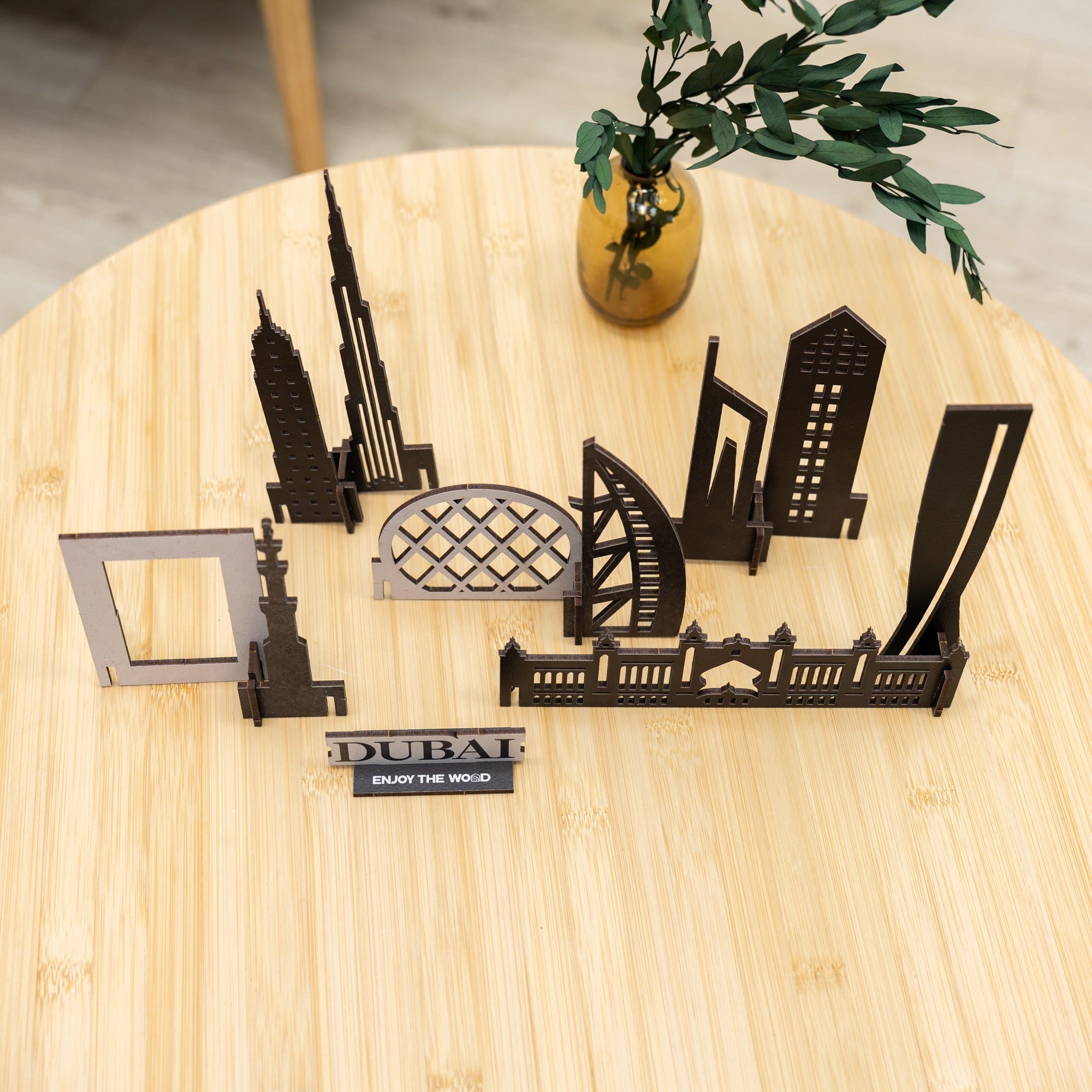 Dubai Skyline 3D Wooden Model Kit - Travel Memory Decor