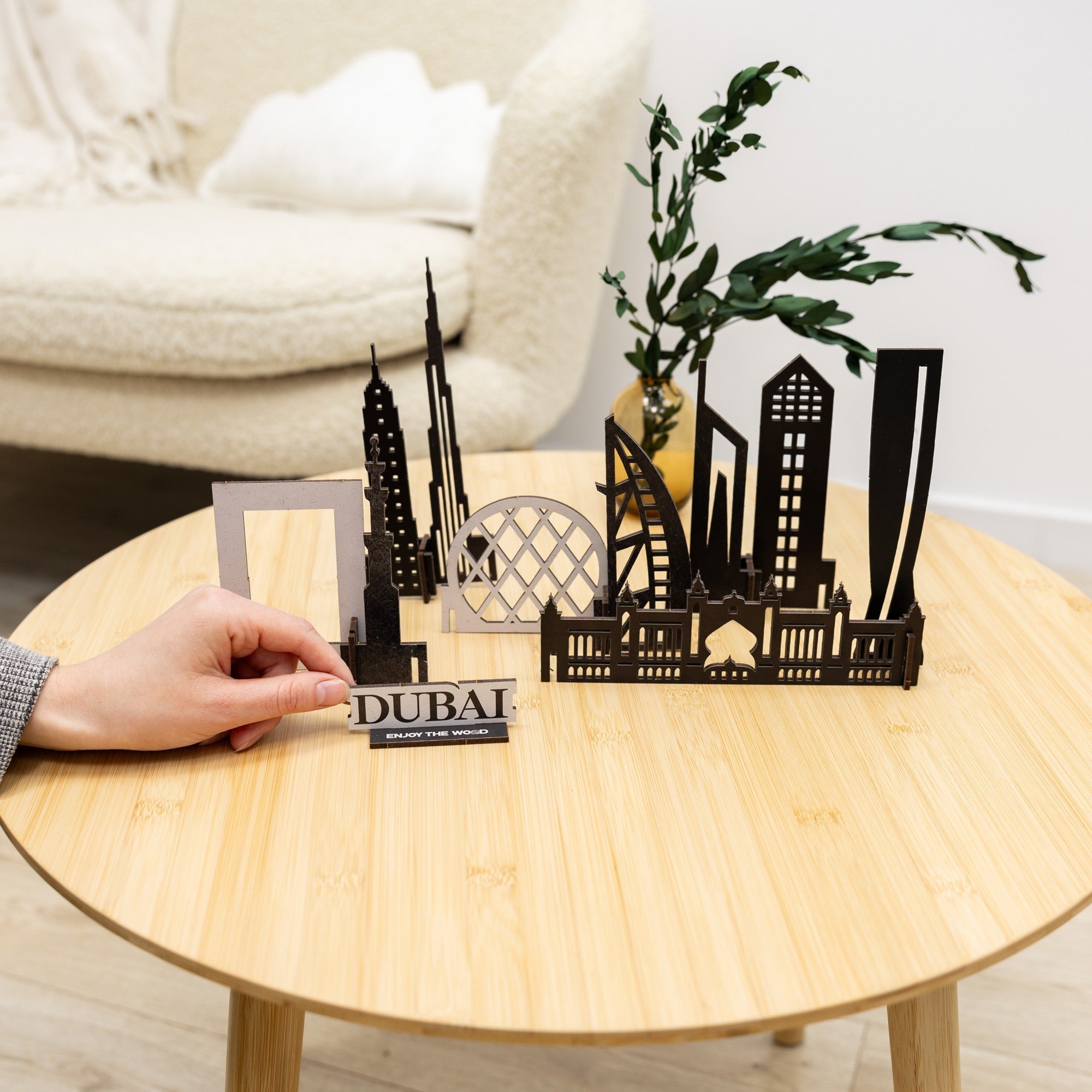 Dubai Skyline 3D Wooden Model Kit - Travel Memory Decor