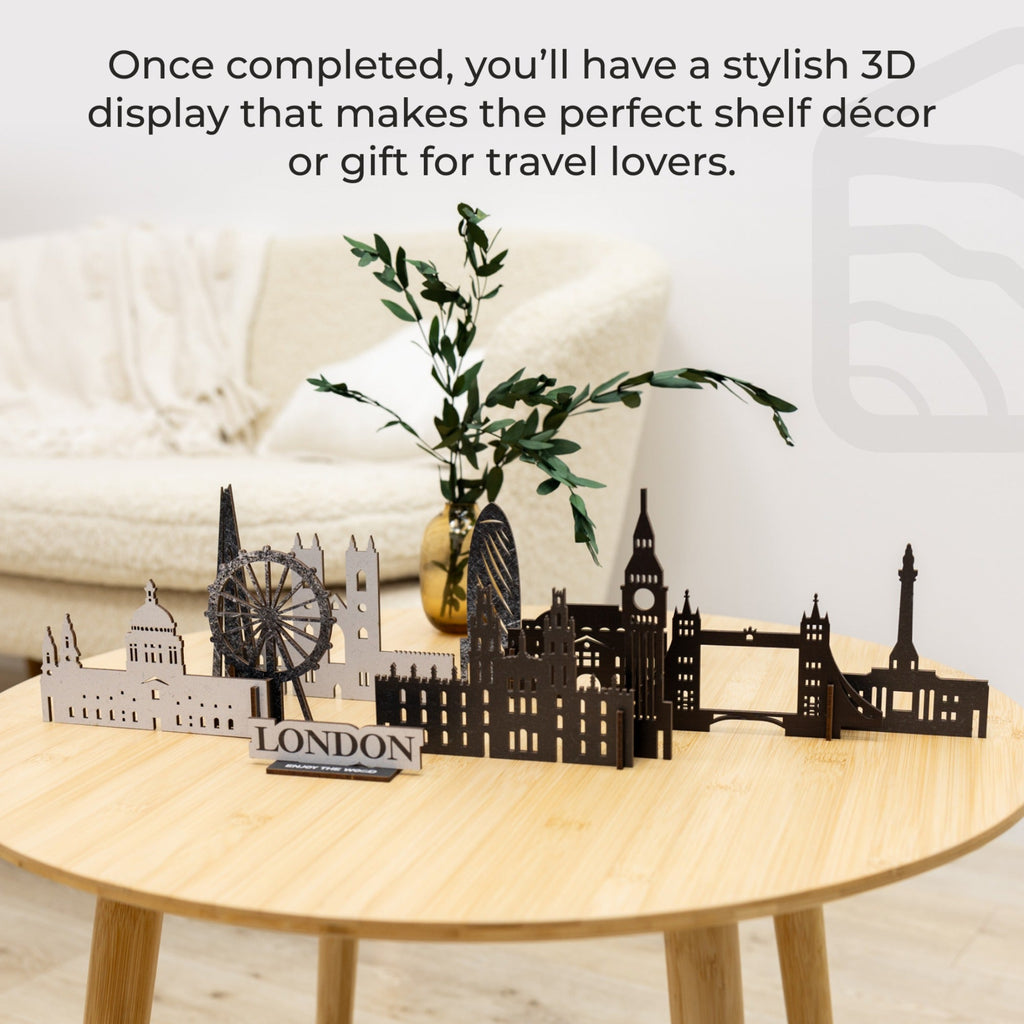 London Wooden City Skyline Map Decor - Handcrafted Travel Souvenir
