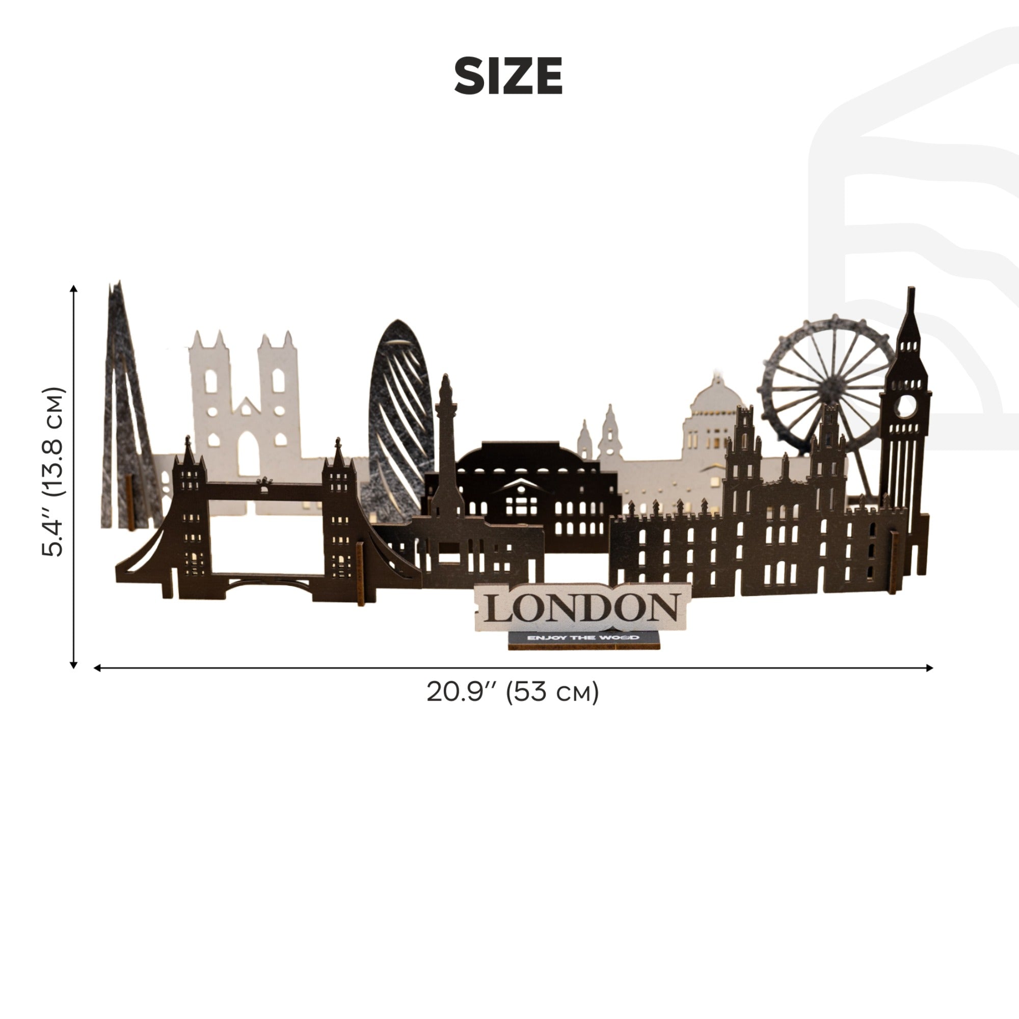 London Wooden City Skyline Map Decor - Handcrafted Travel Souvenir