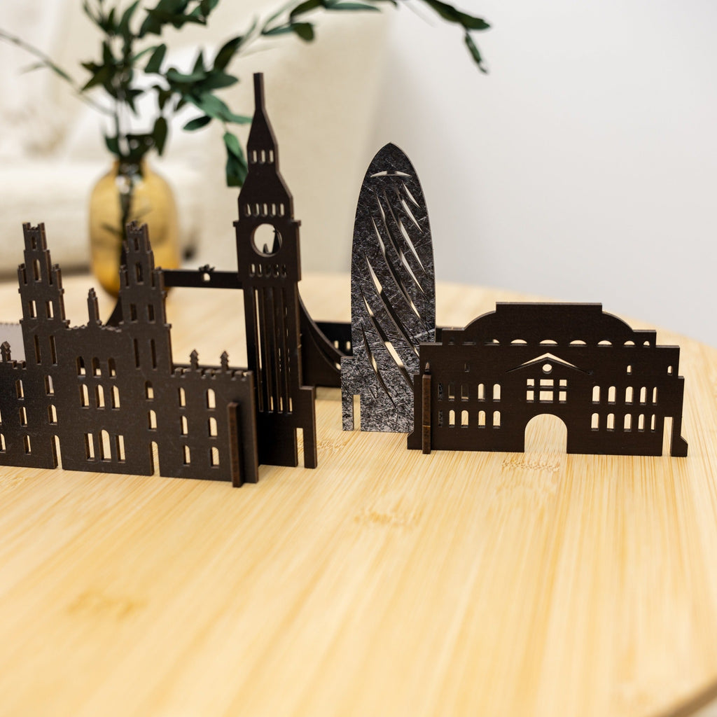London Wooden City Skyline Map Decor - Handcrafted Travel Souvenir