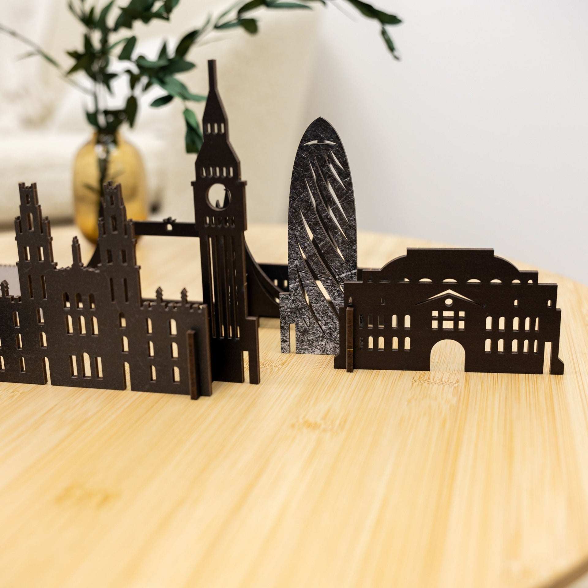 London Wooden City Skyline Map Decor - Handcrafted Travel Souvenir