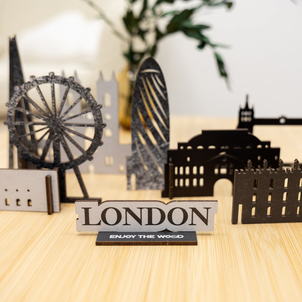 London Wooden City Skyline Map Decor - Handcrafted Travel Souvenir