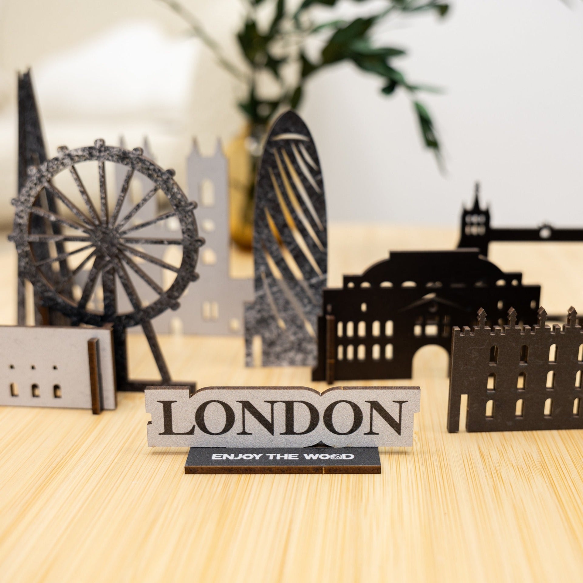 London Wooden City Skyline Map Decor - Handcrafted Travel Souvenir