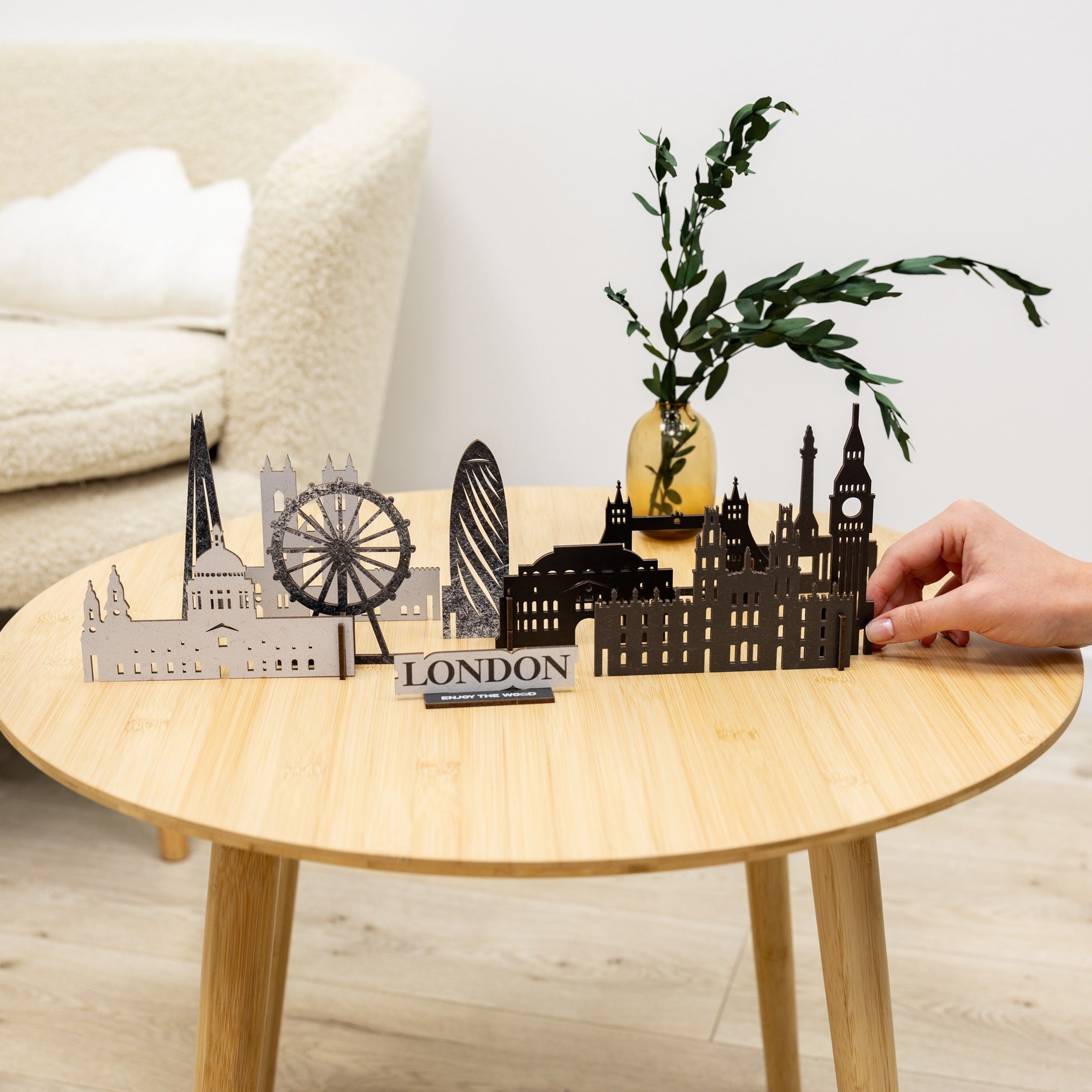 London Wooden City Skyline Map Decor - Handcrafted Travel Souvenir