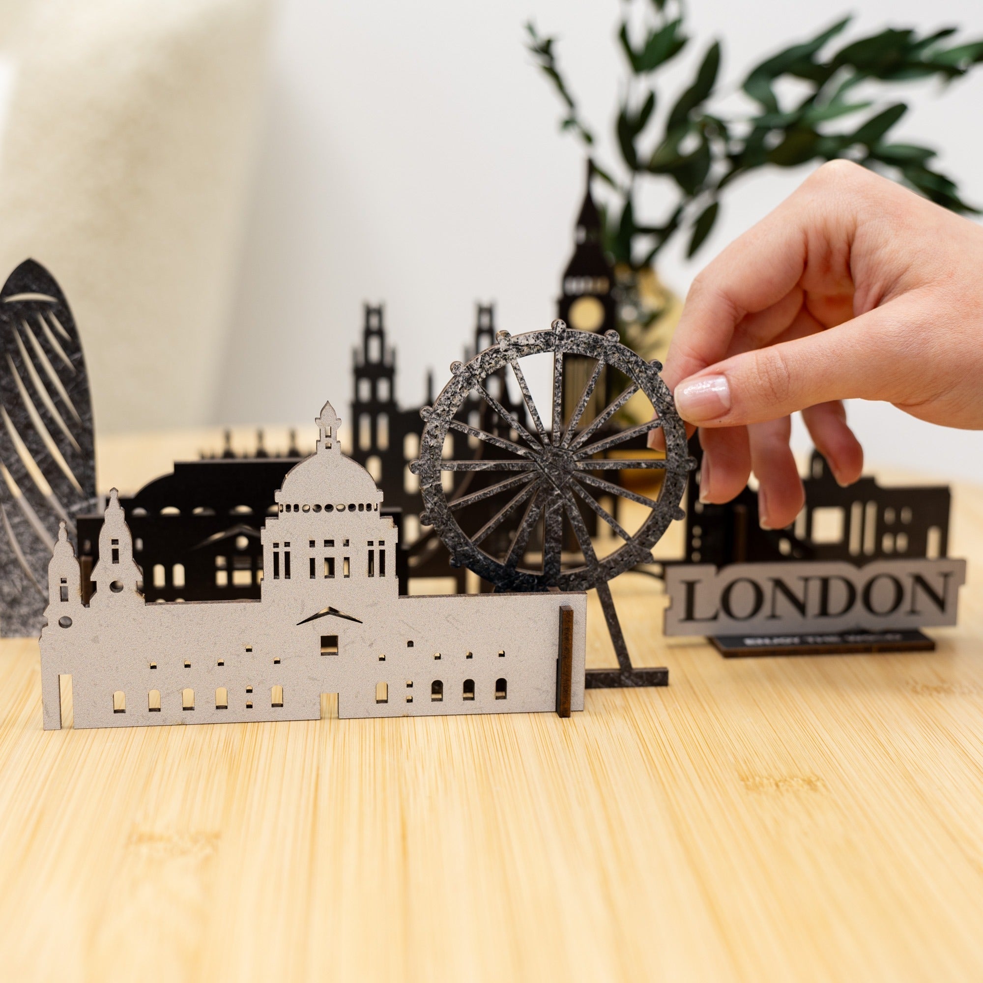 London Wooden City Skyline Map Decor - Handcrafted Travel Souvenir
