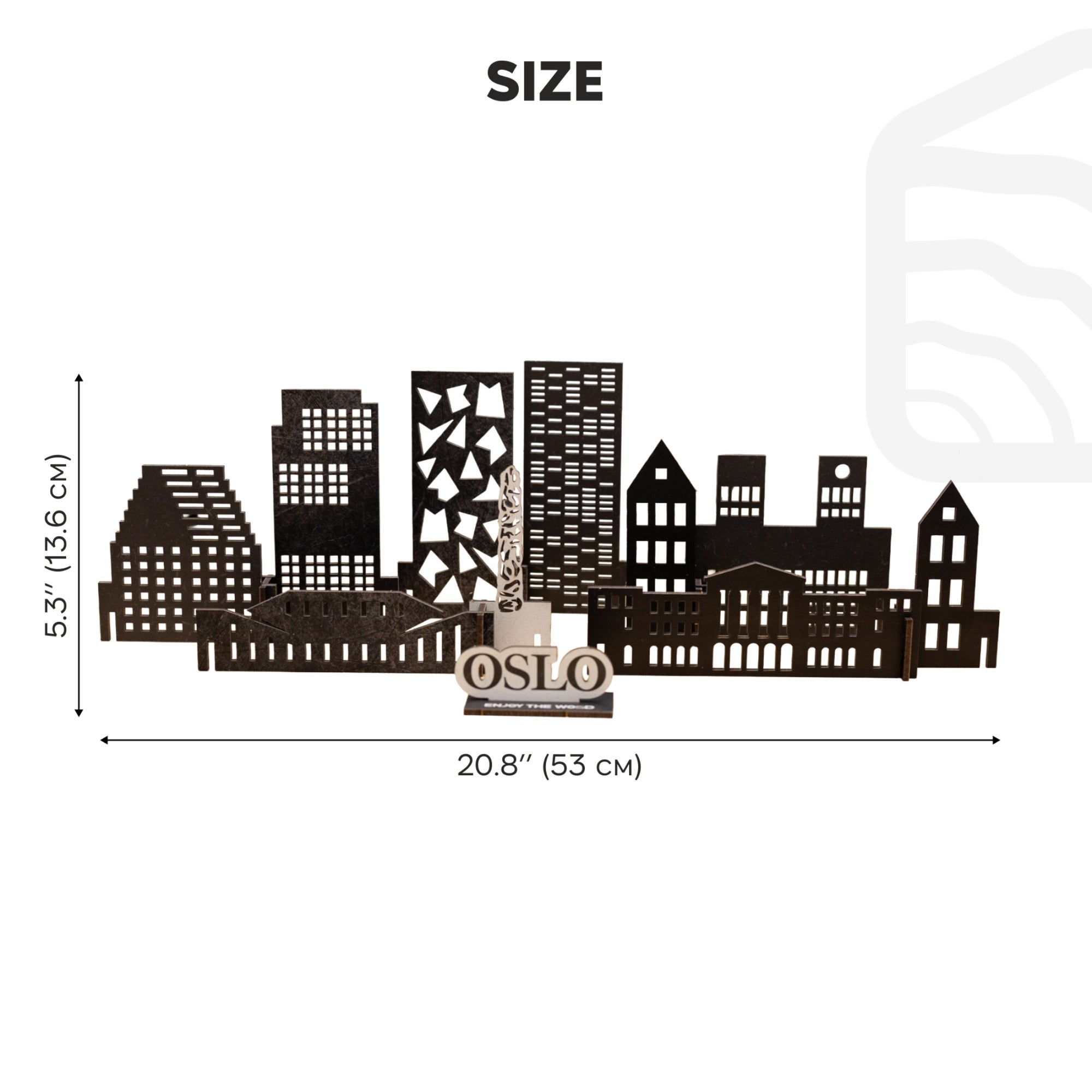 Oslo Wooden City Skyline Wall Decor Minimalist Scandi Brown Art