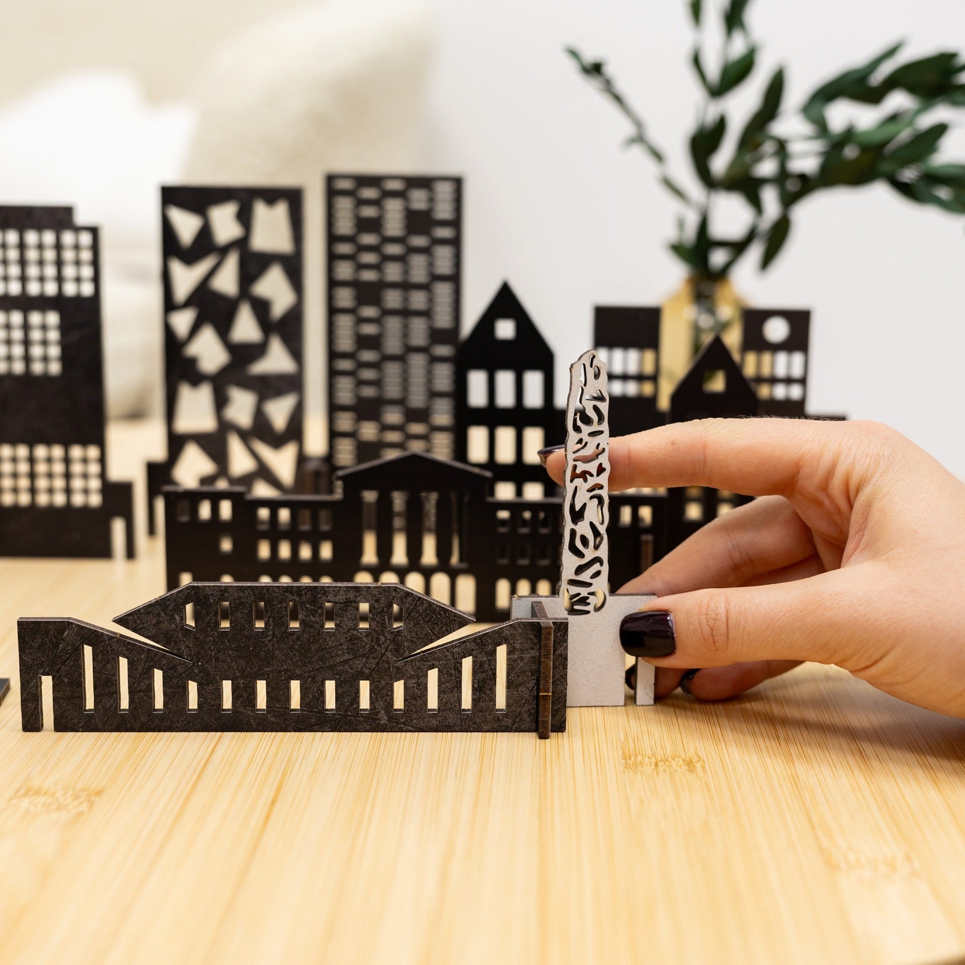Oslo Wooden City Skyline Wall Decor Minimalist Scandi Brown Art