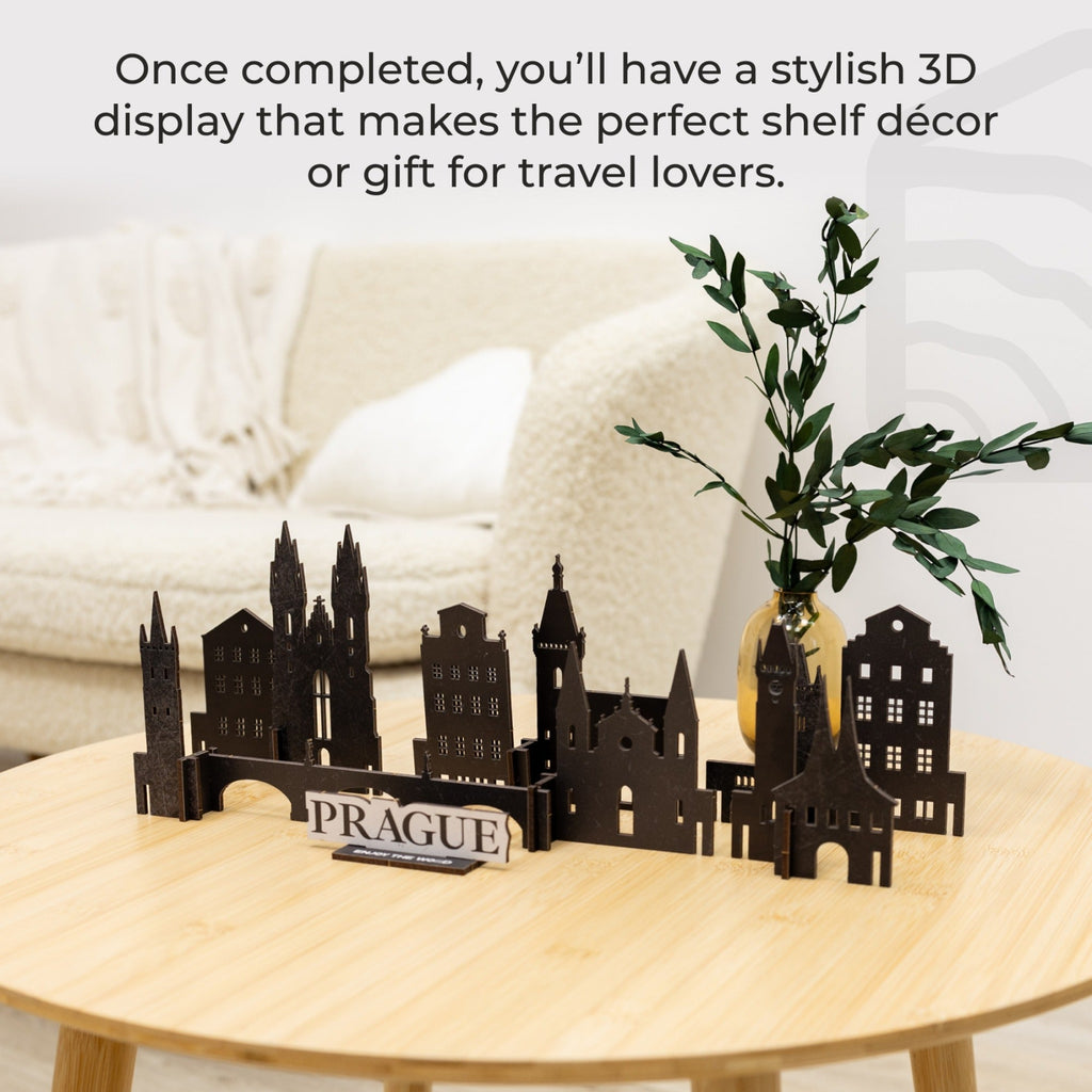 Prague Wooden City Skyline Model – Decorative Travel Keepsake