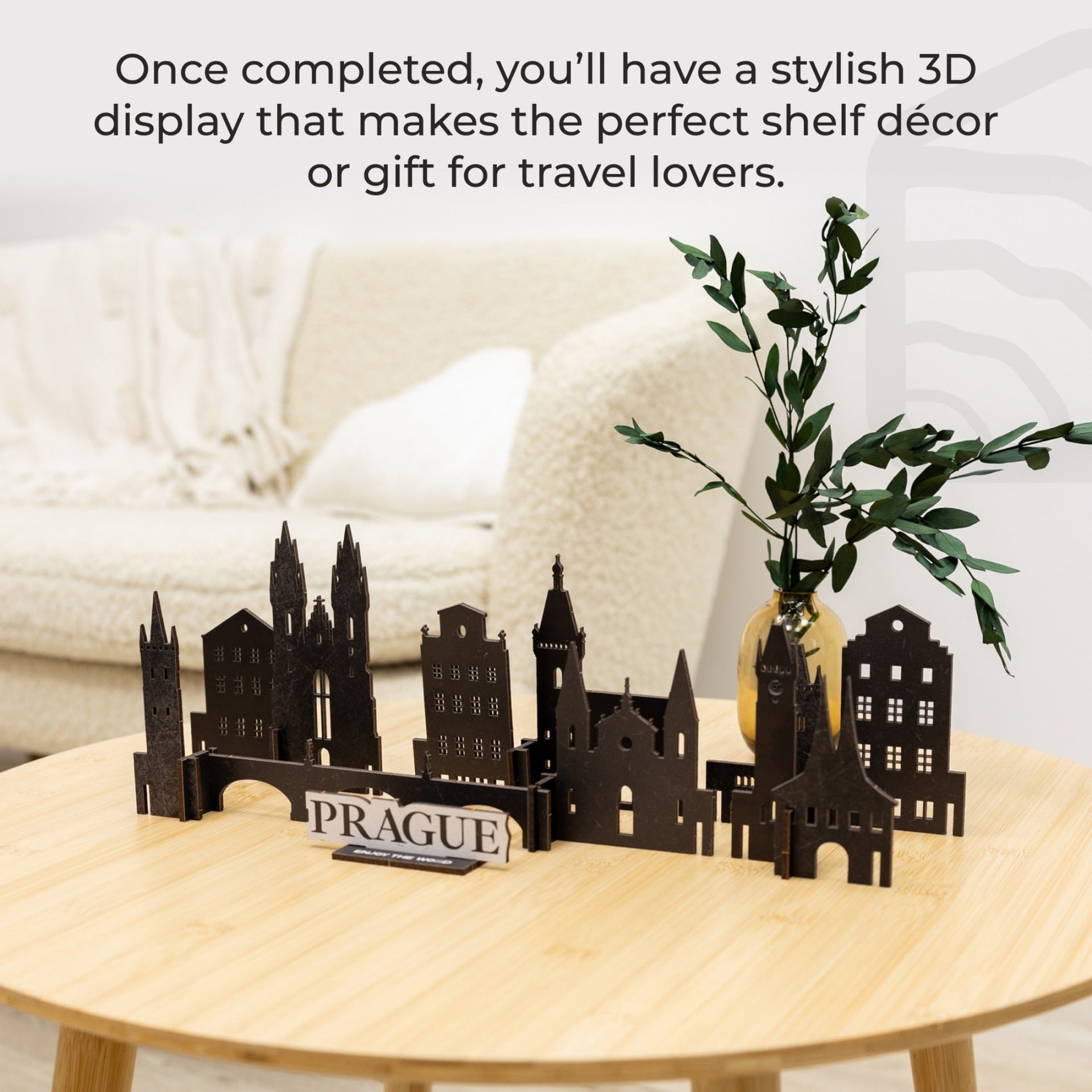 Prague Wooden City Skyline Model – Decorative Travel Keepsake