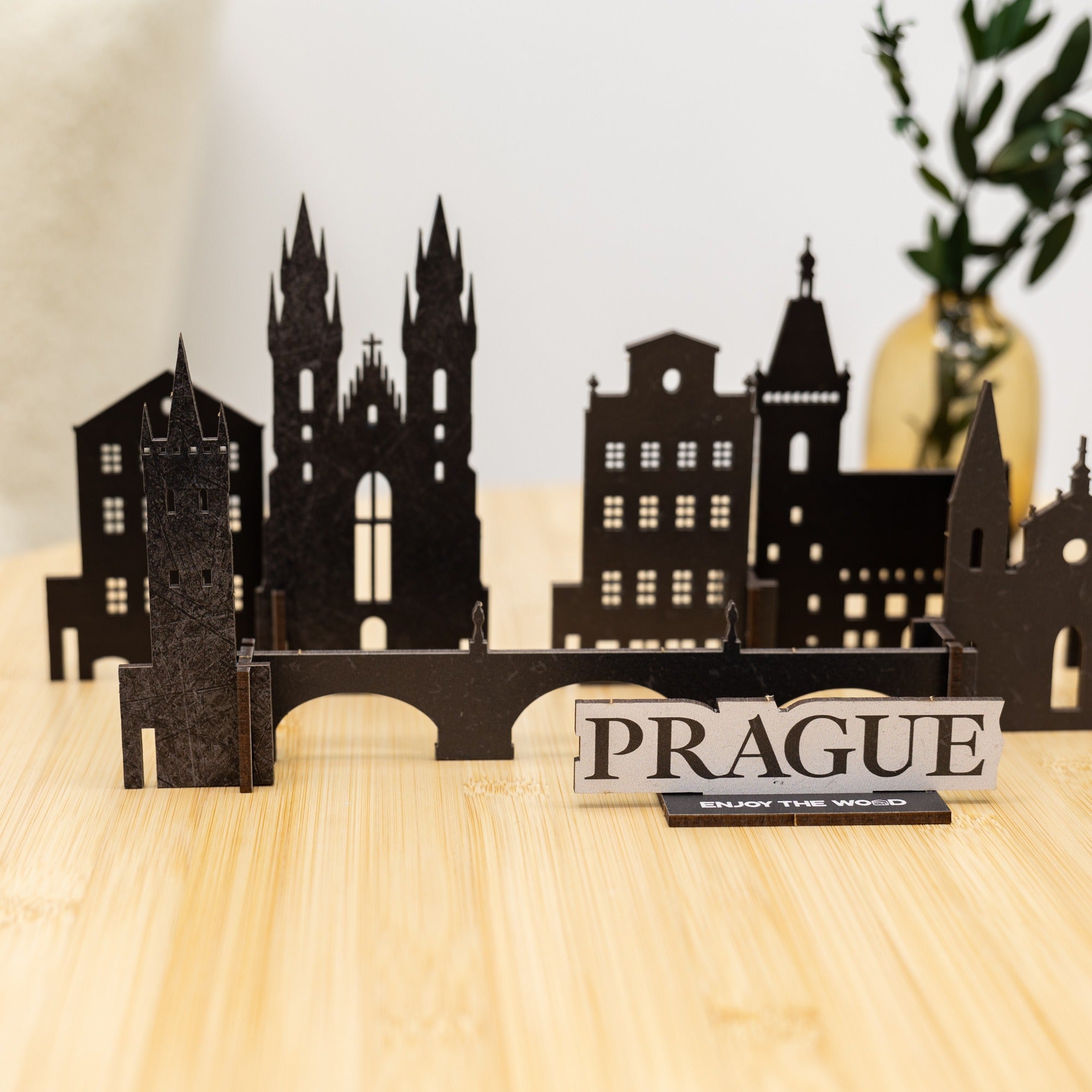 Prague Wooden City Skyline Model – Decorative Travel Keepsake