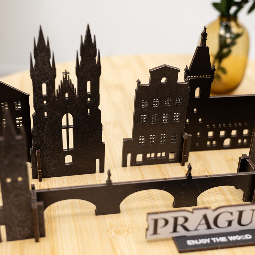 Prague Wooden City Skyline Model – Decorative Travel Keepsake